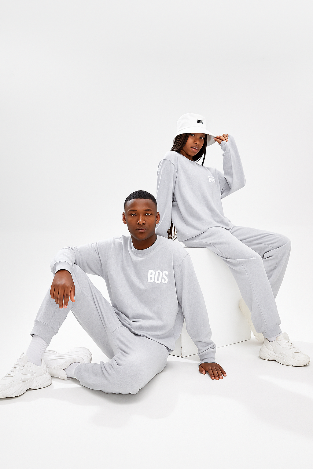 Casual Cotton Letter Graphic Set - Light Grey