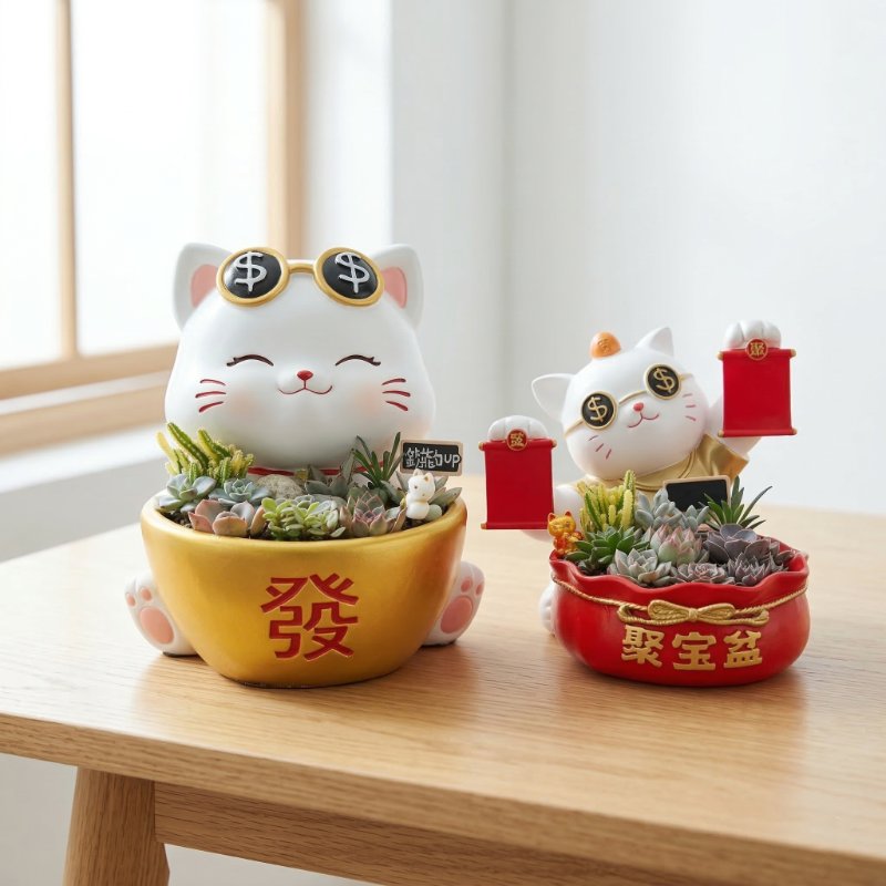 高雄多肉招財貓多肉盆