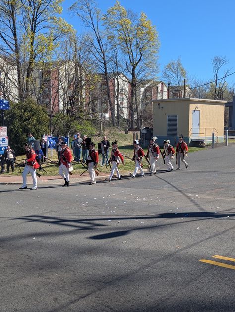 British redcoats standing at attention with fixed bayonets