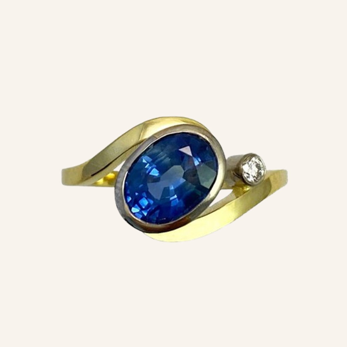 Ocean Wave 18ct Gold Sapphire and Diamond ring