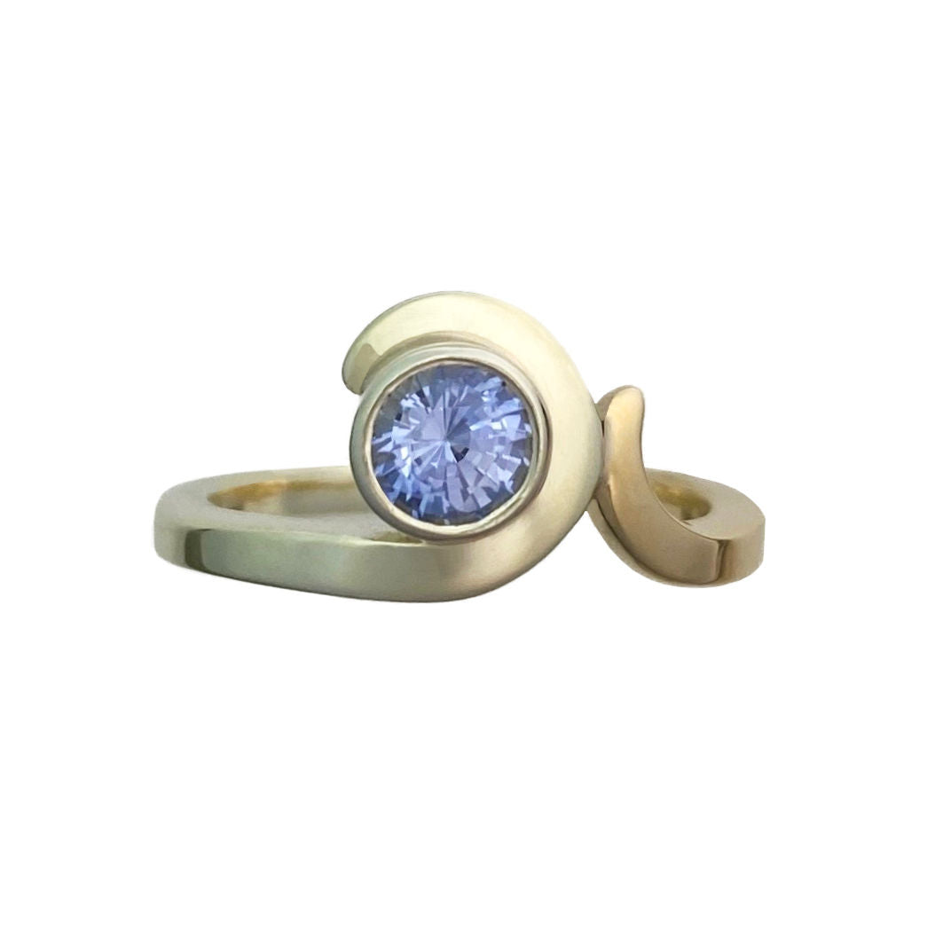 Eternal Wave Sapphire Two-Tone Ring