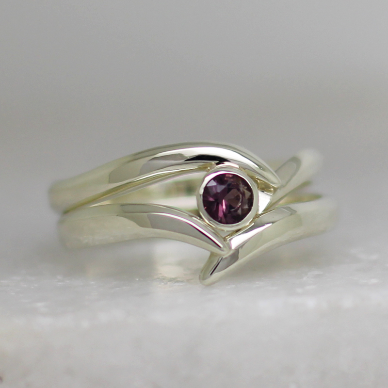 White gold engagement and wedding ring set