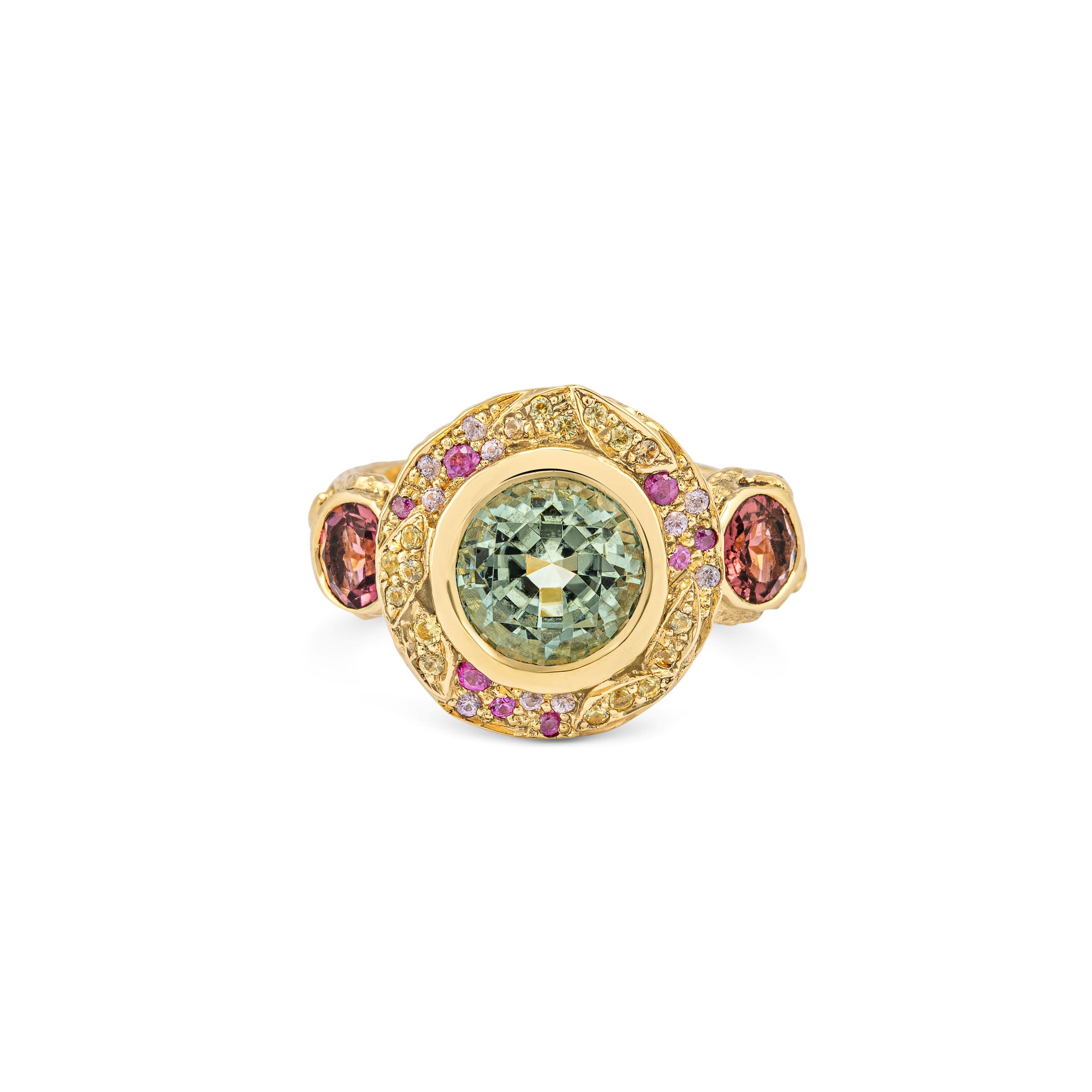 Mint Tourmaline Pebble Halo Ring