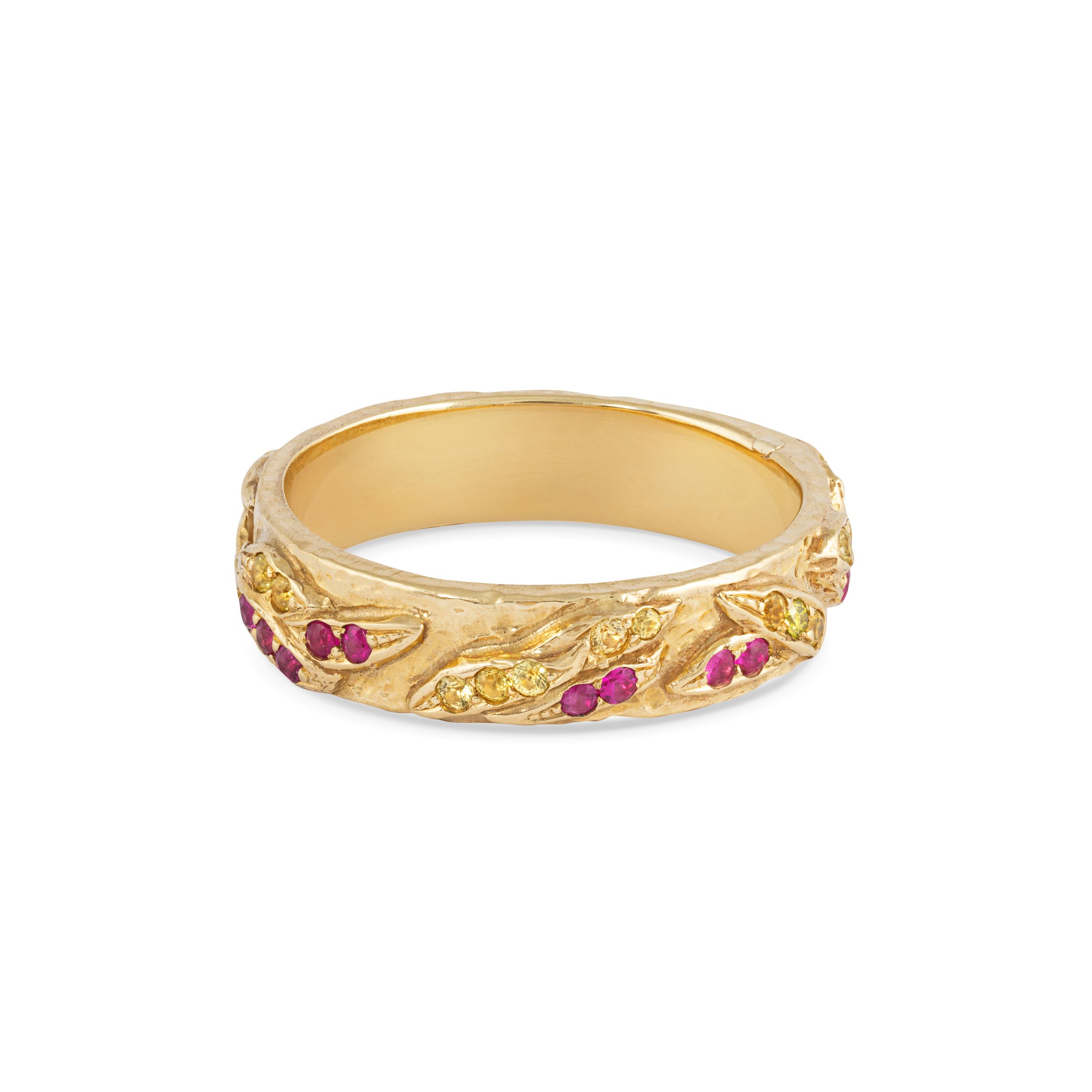 Totem Leaf Yellow & Pink Sapphire Band