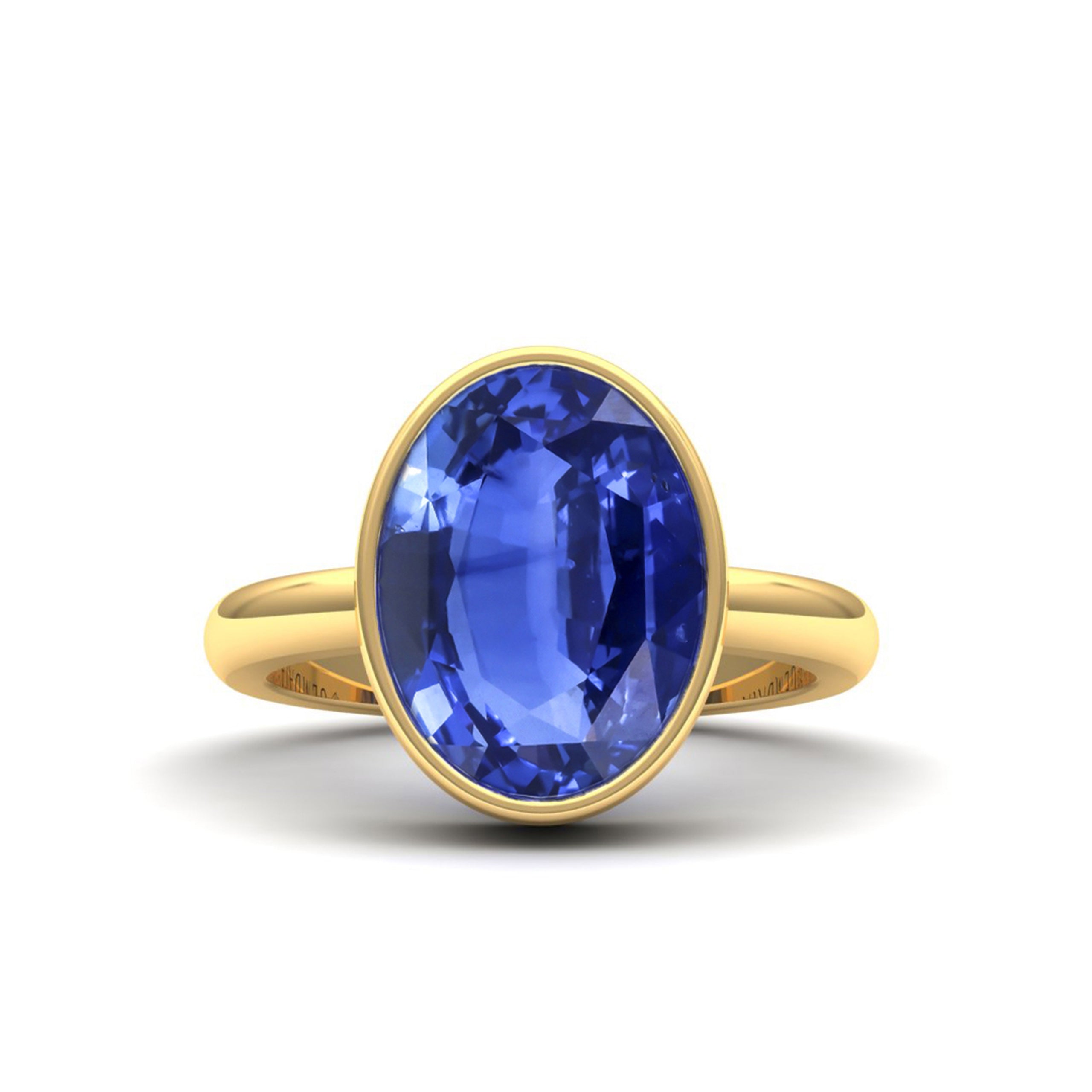 7ct Cornflower Blue Sapphire Bezel Ring