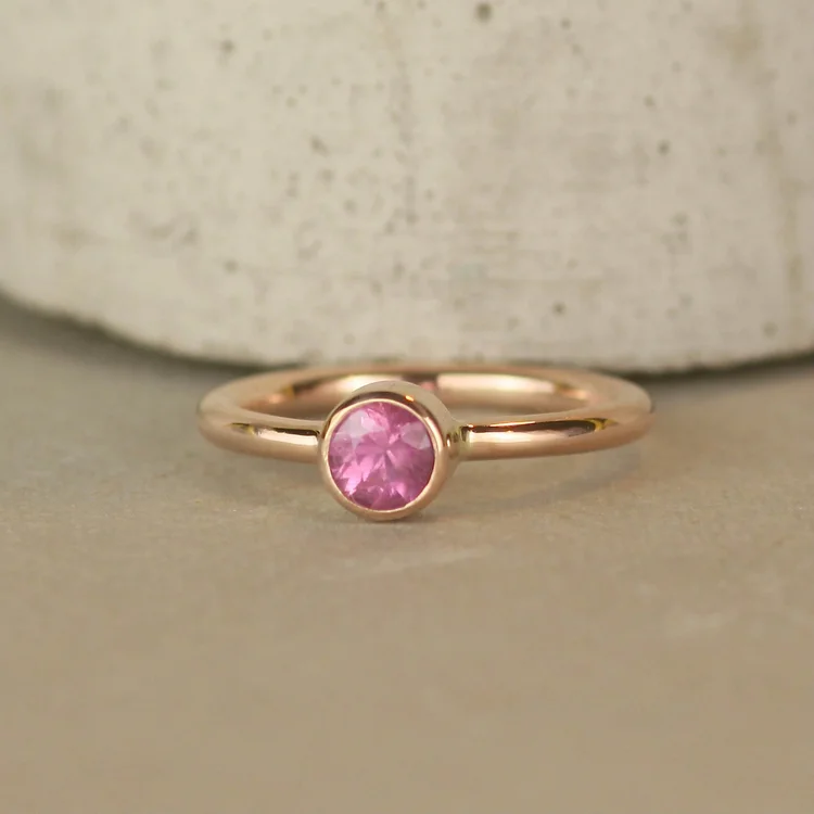 Recycled 9ct Rose Gold Pink Sapphire Engagement Ring
