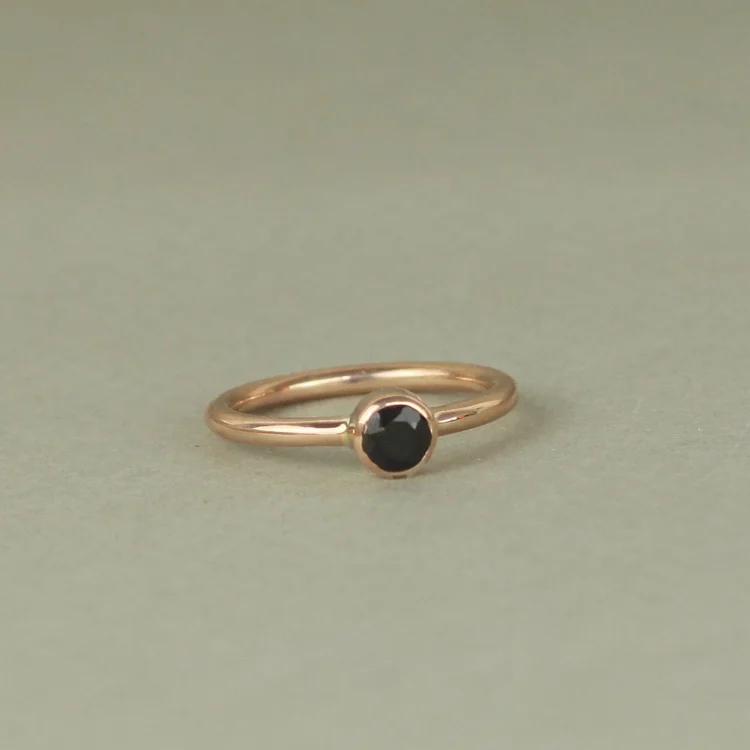 Black Sapphire Recycled 9ct Rose Gold Engagement Ring
