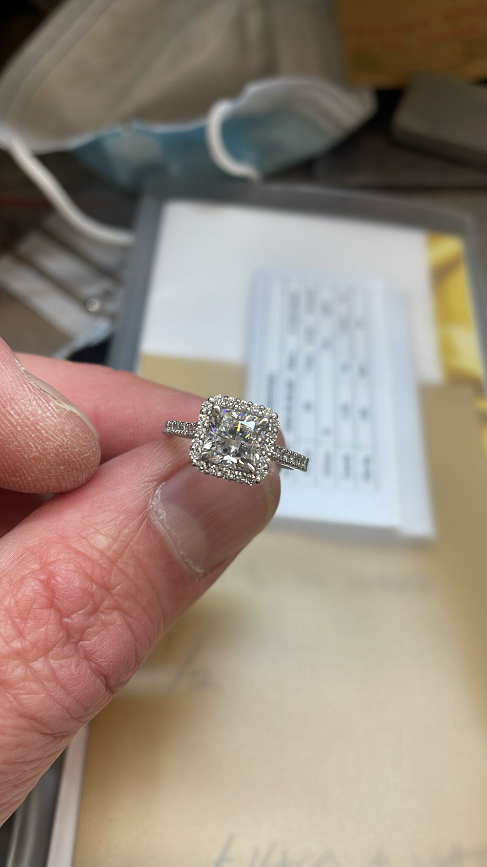 Square Diamond Halo Ring