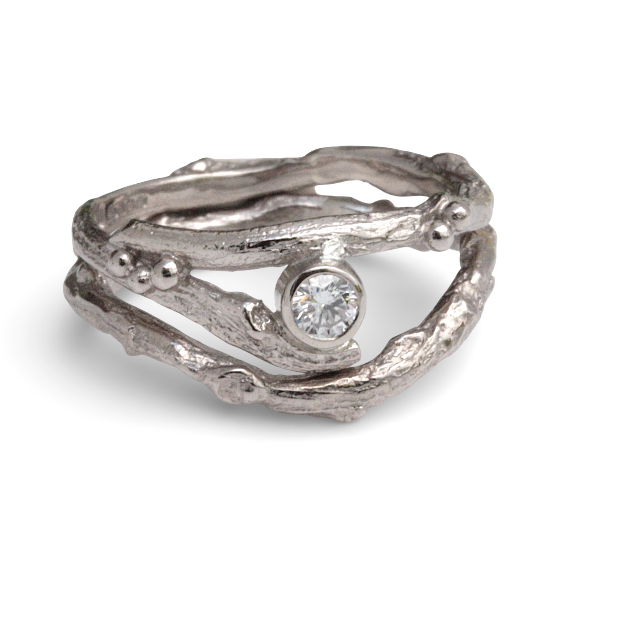 14ct Gold and Diamond Twig Engagement Ring