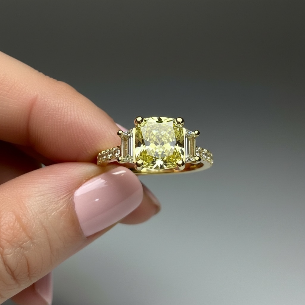 Fancy yellow and white diamods ring