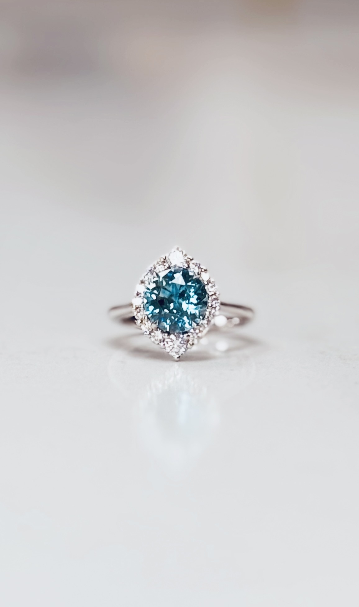 Natural zircon and diamonds platinum ring