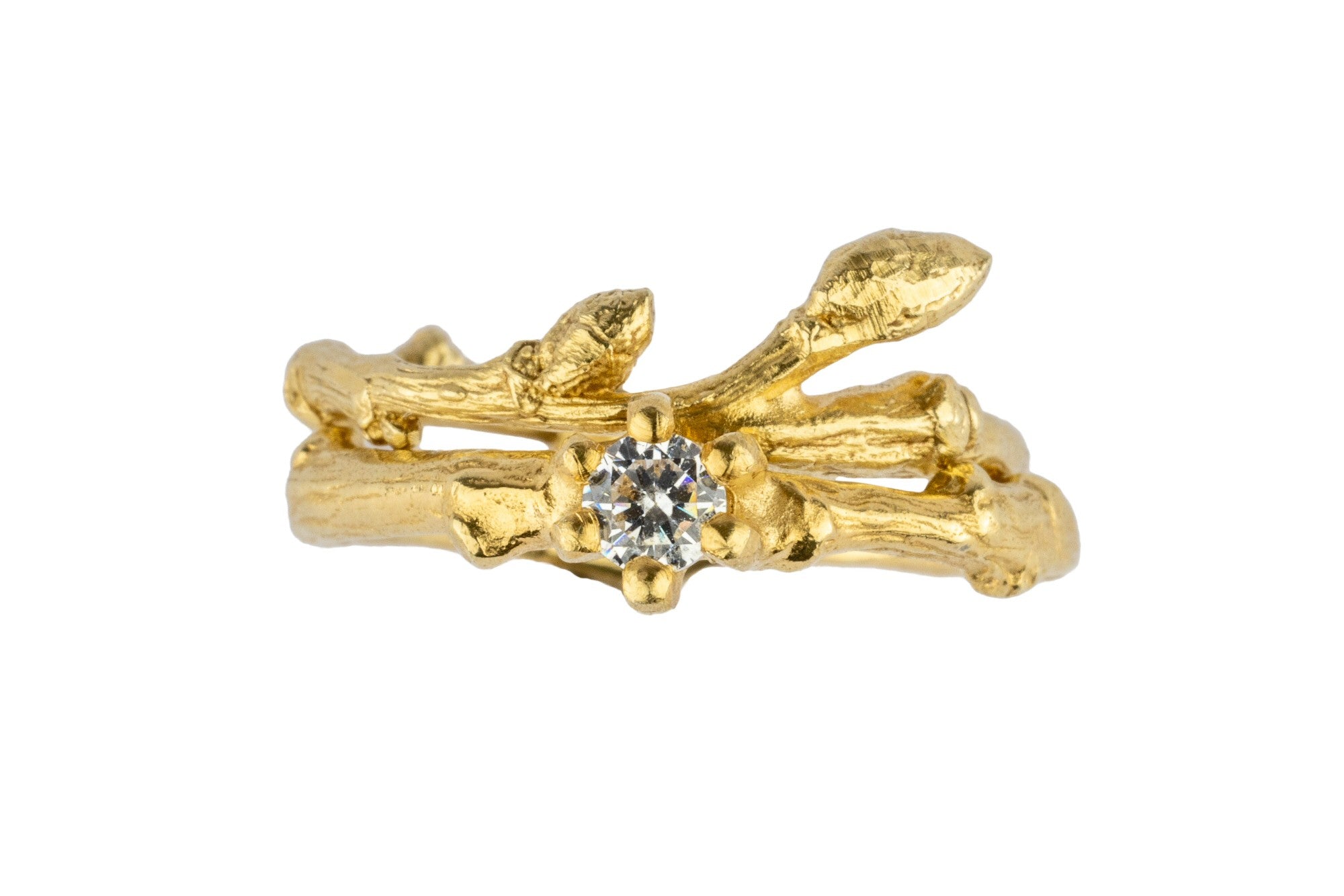 Budded Twig and Diamond Wedding and Engagement Set