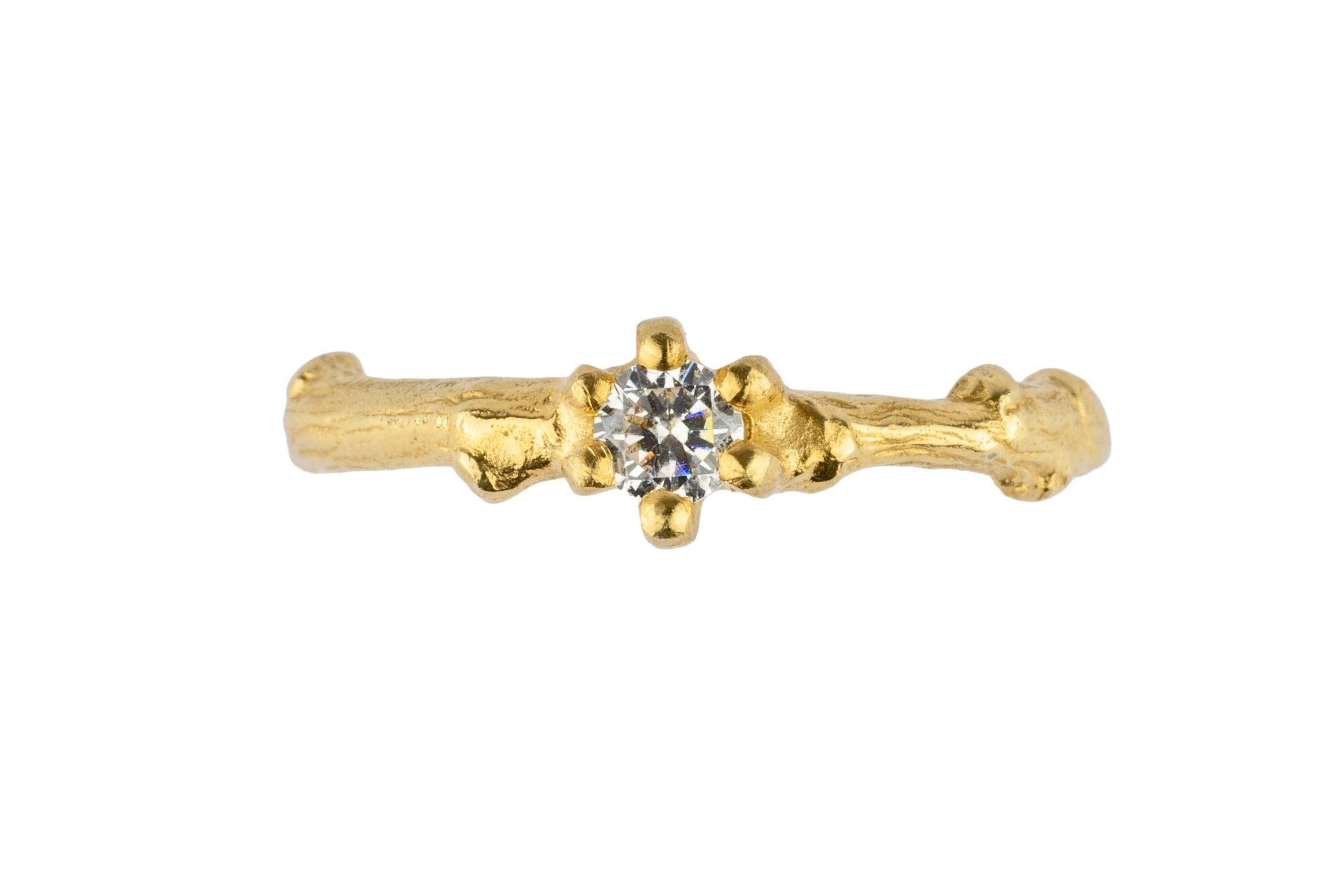 Twig Ring with Claw Set Diamond