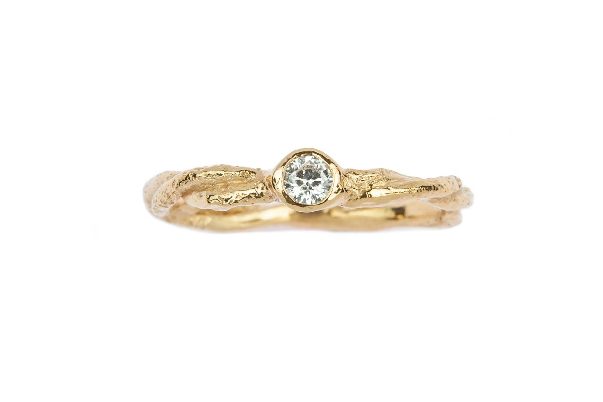 18ct Gold Diamond Set Twisted Twig Engagement Ring