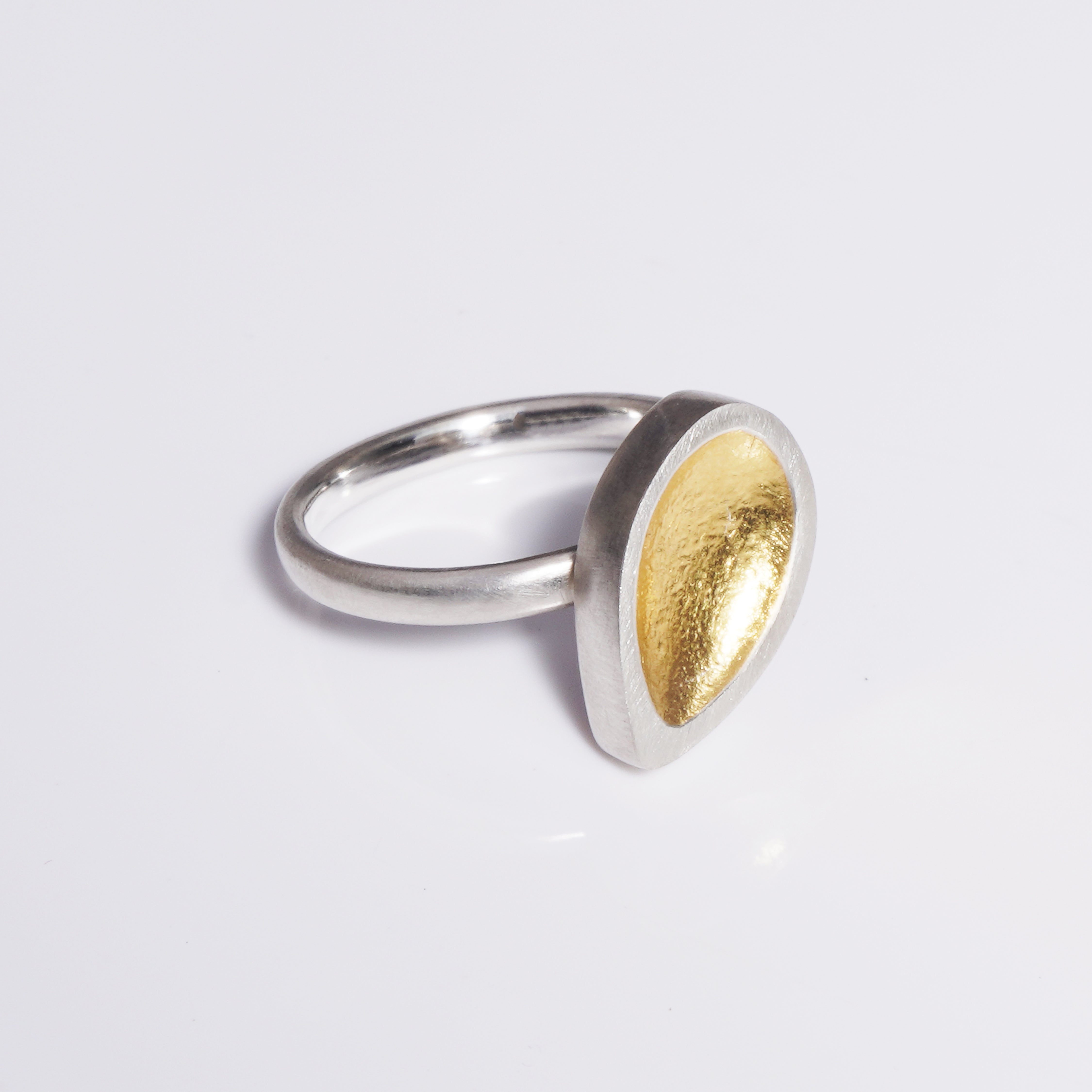 Seed Pod Teardrop Ring With Gold