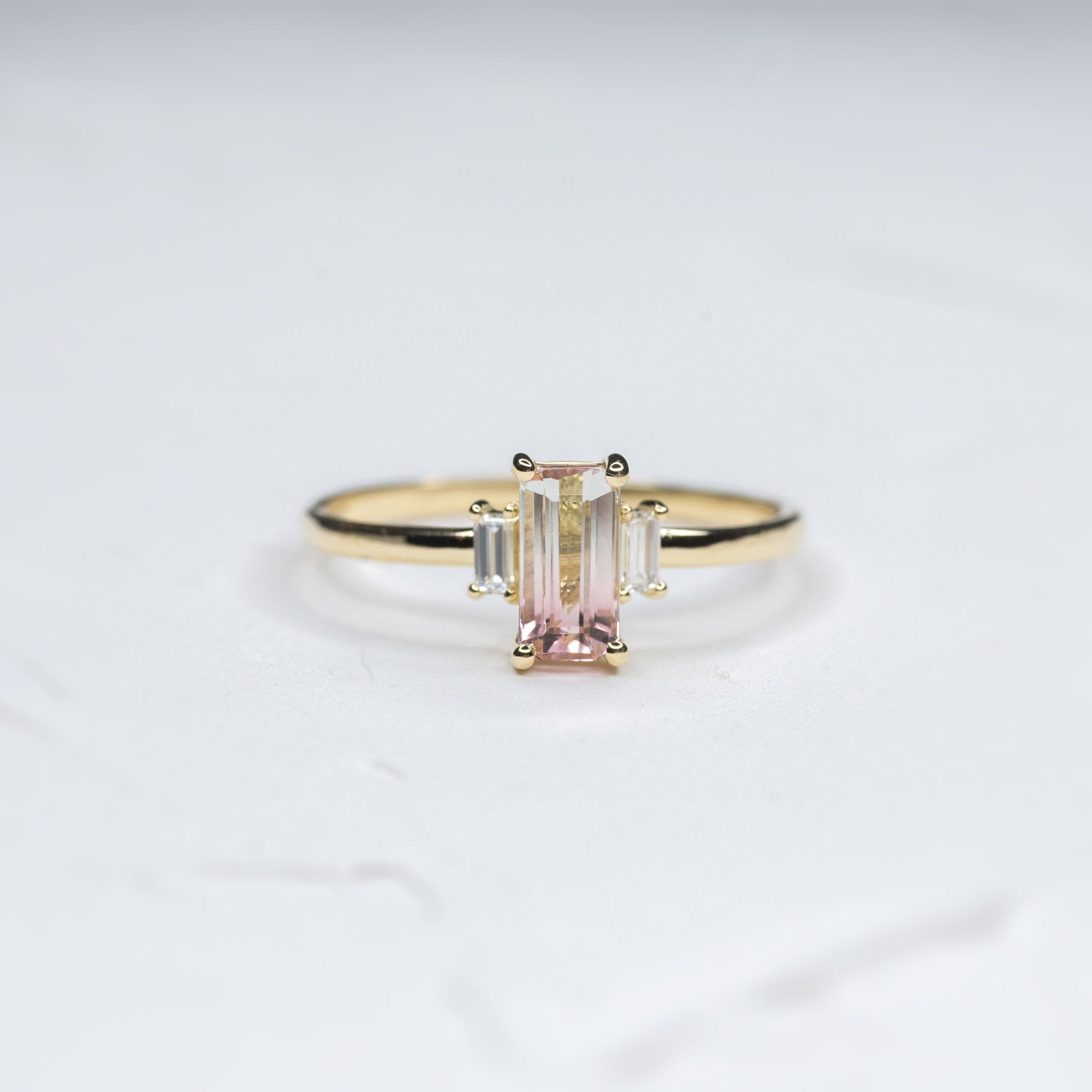Custom 0.74ct White and Pink Tourmaline Maia Triad