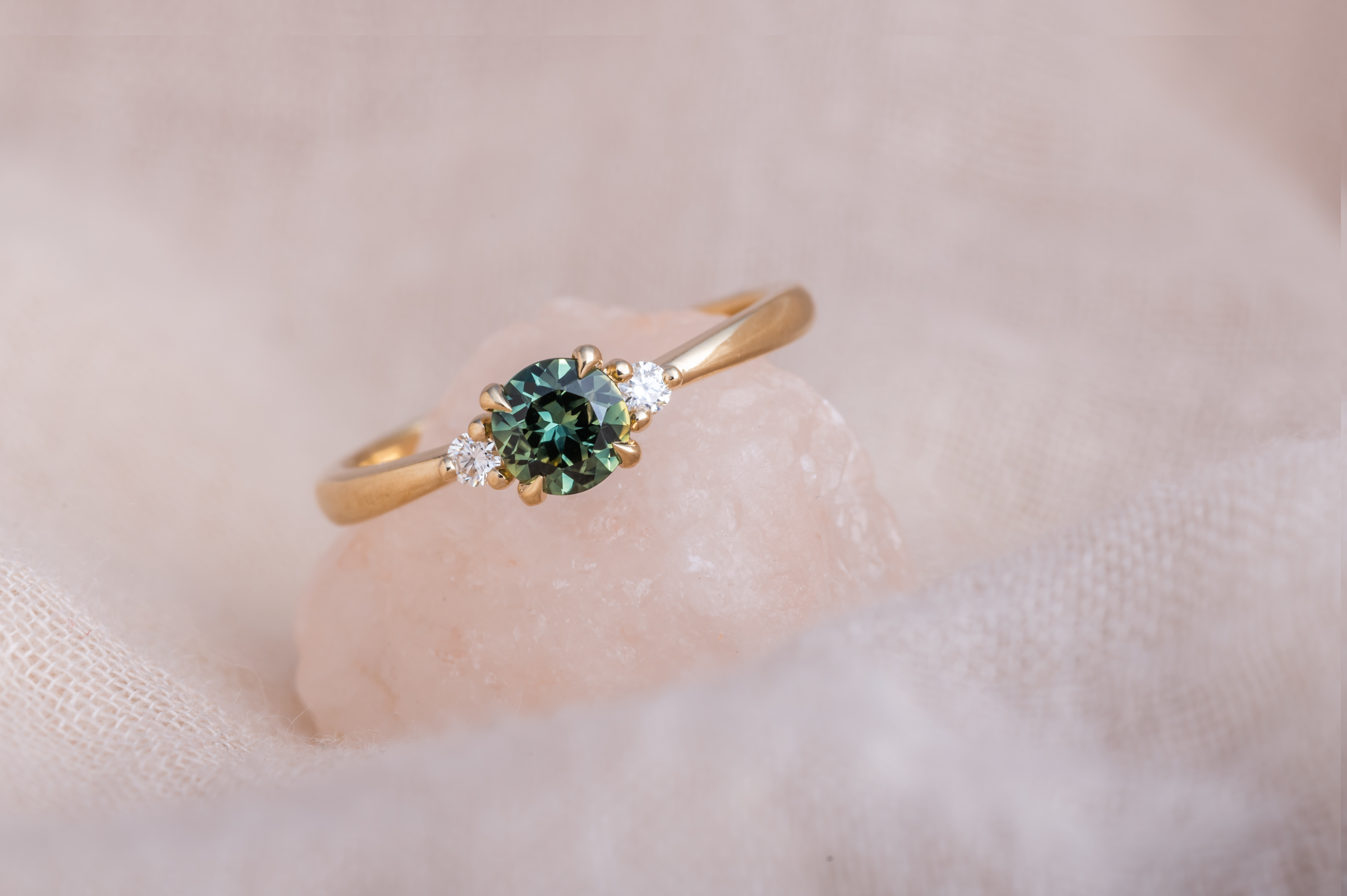 Eva 0.5ct - Blue Green Sapphire Engagement Ring