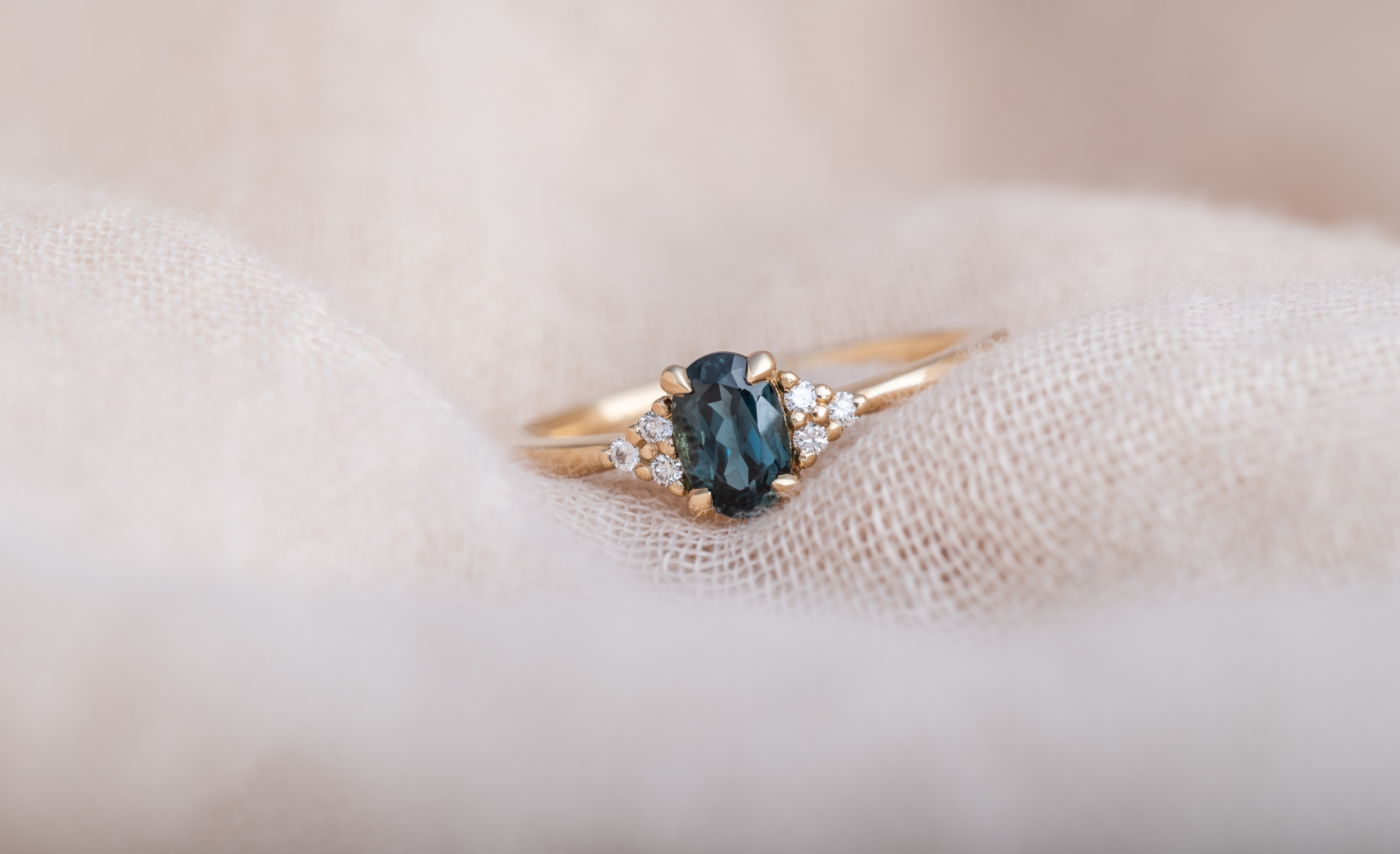 Rosalia 0.5ct - Blue Green Sapphire Engagement Ring