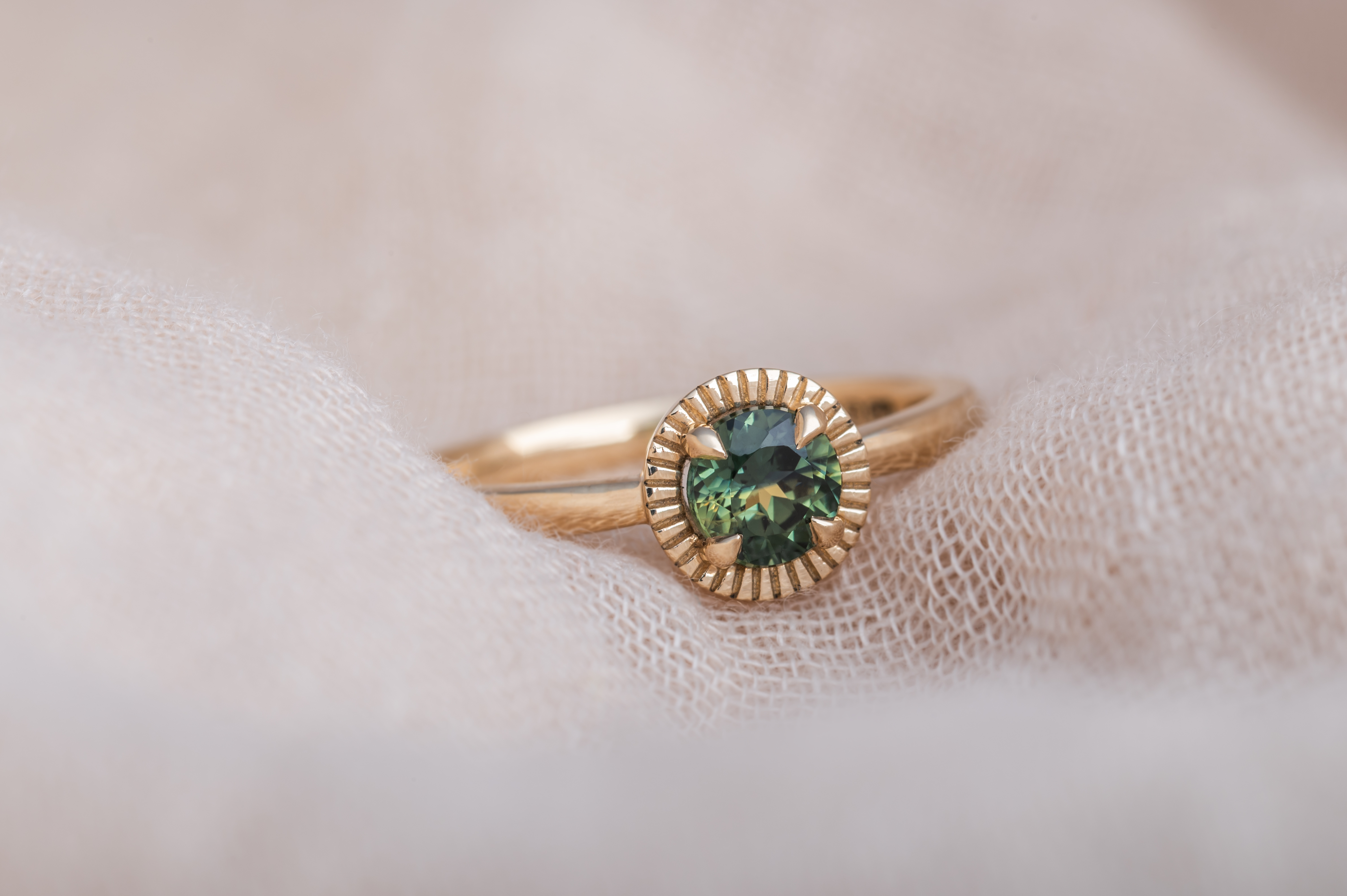 Luz - Blue Green Sapphire Engagement Ring