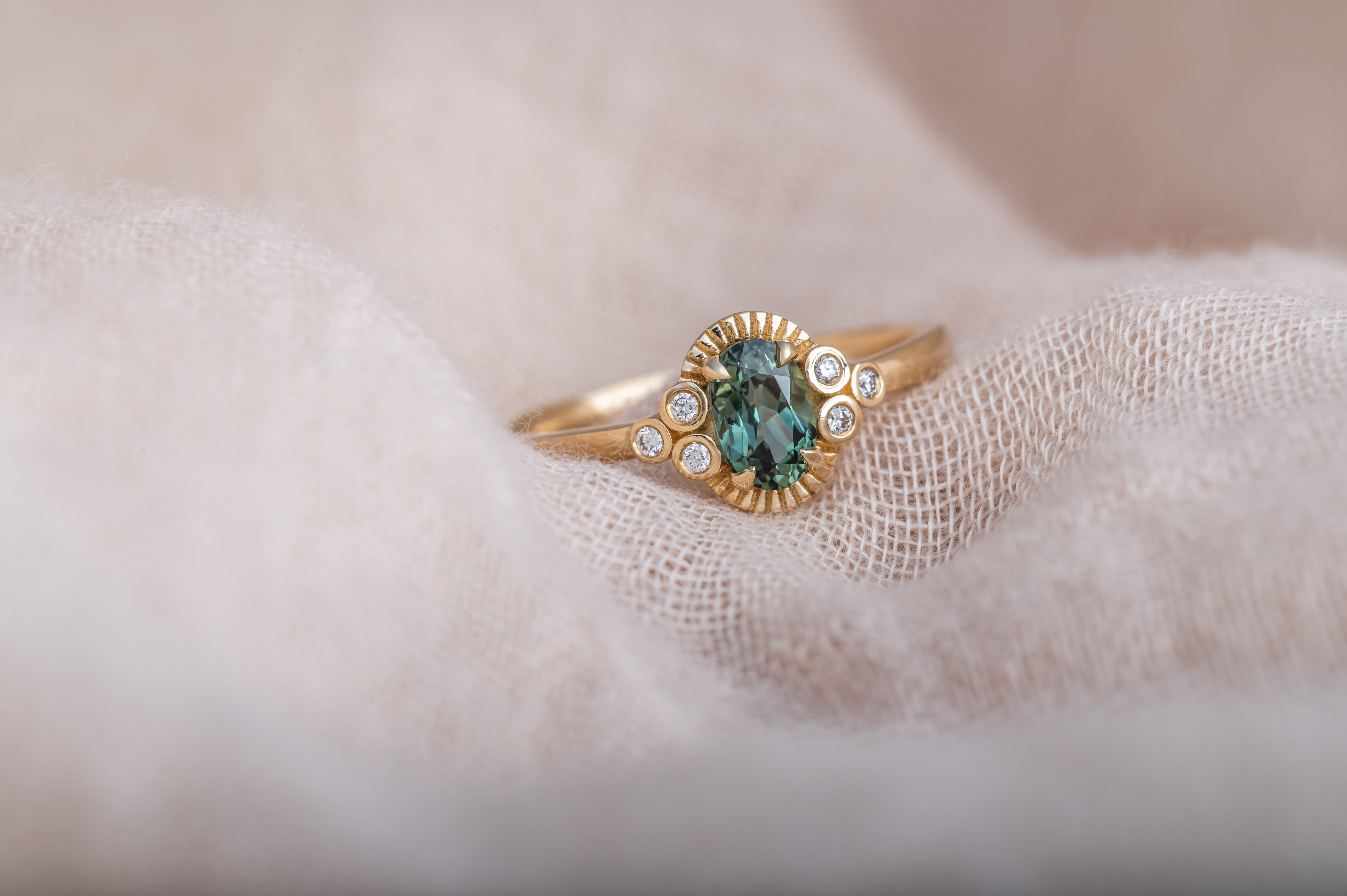 Ida - Blue Green Sapphire Engagement Ring