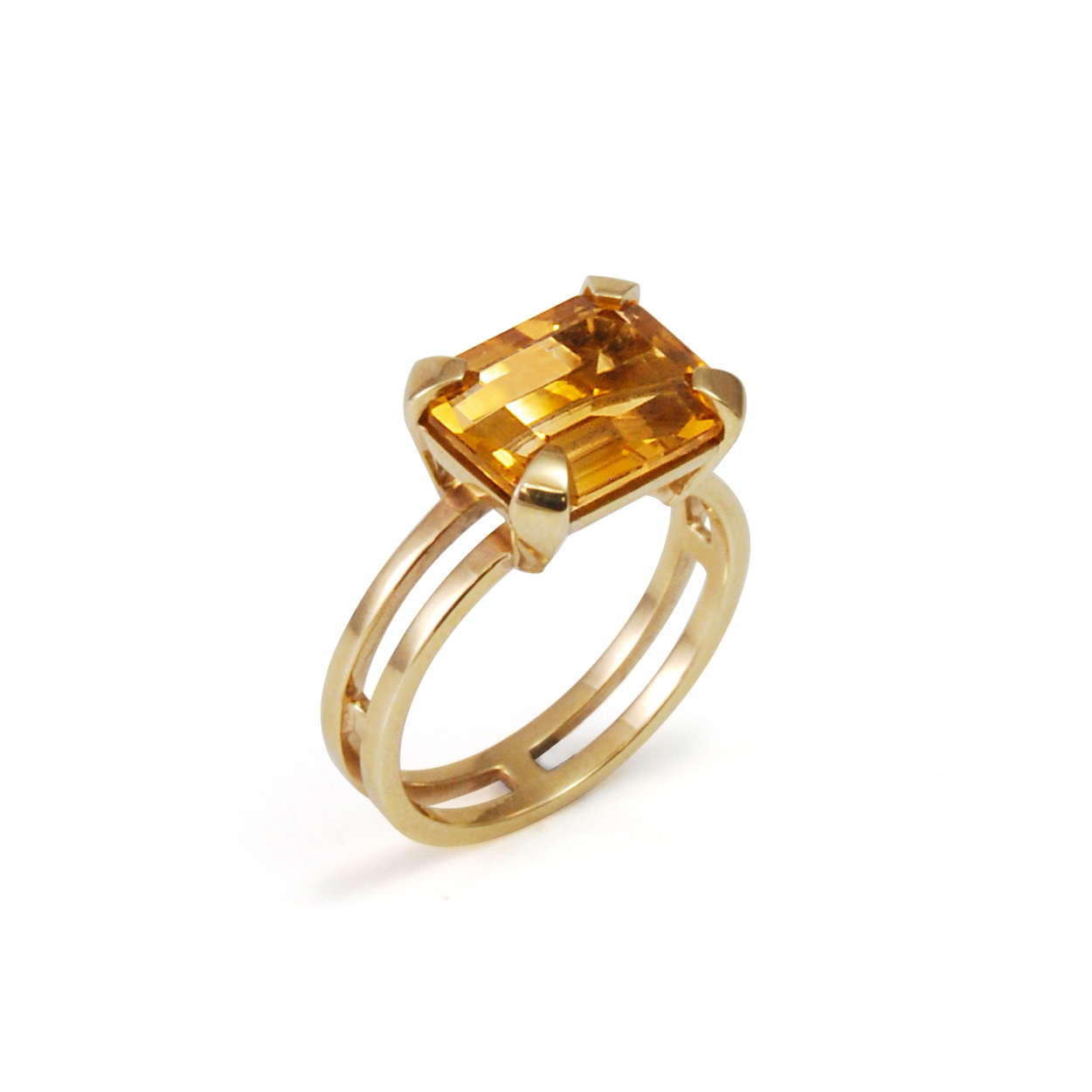 Parallel Statement Yellow Citrine Ring