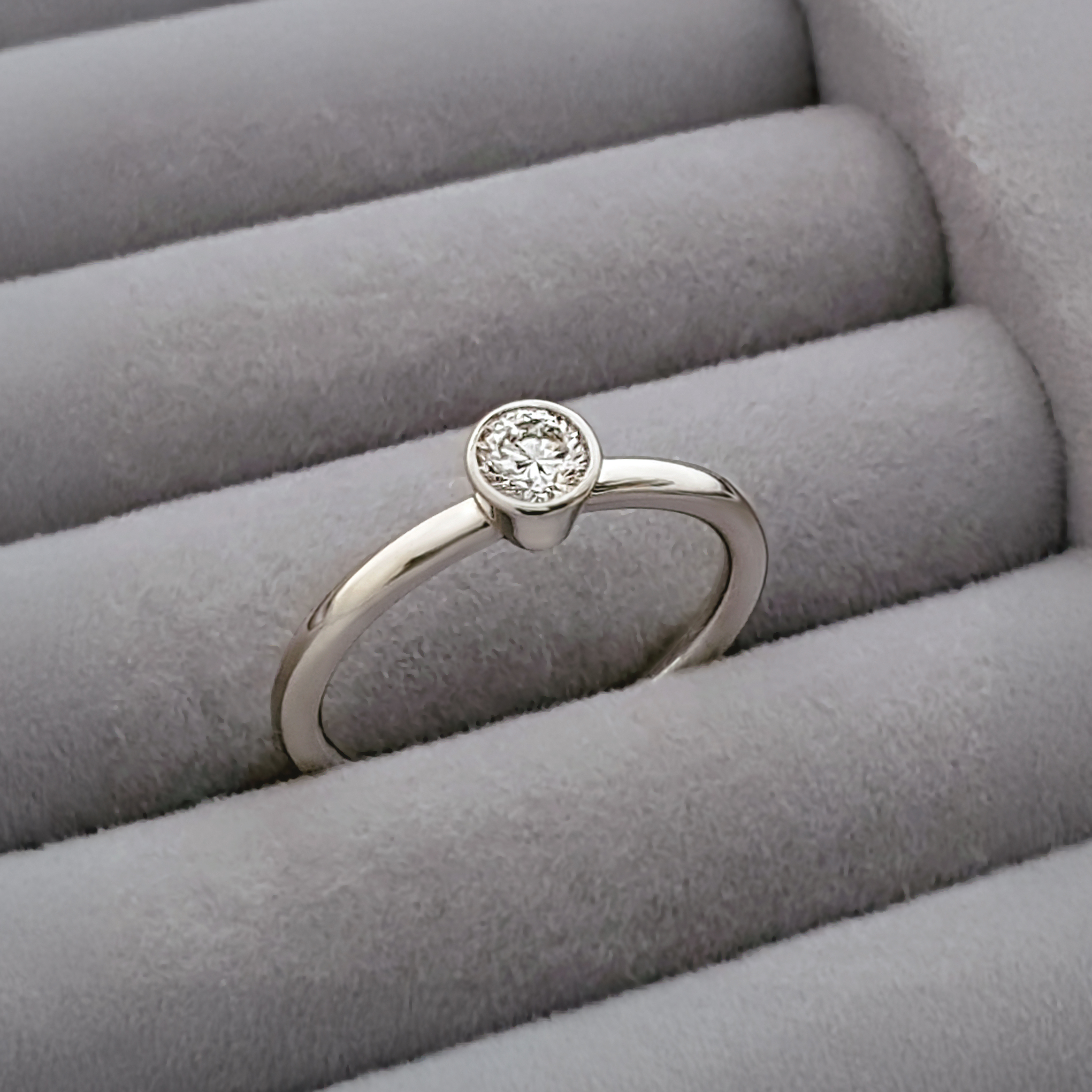 Bezel set diamond solitaire ring