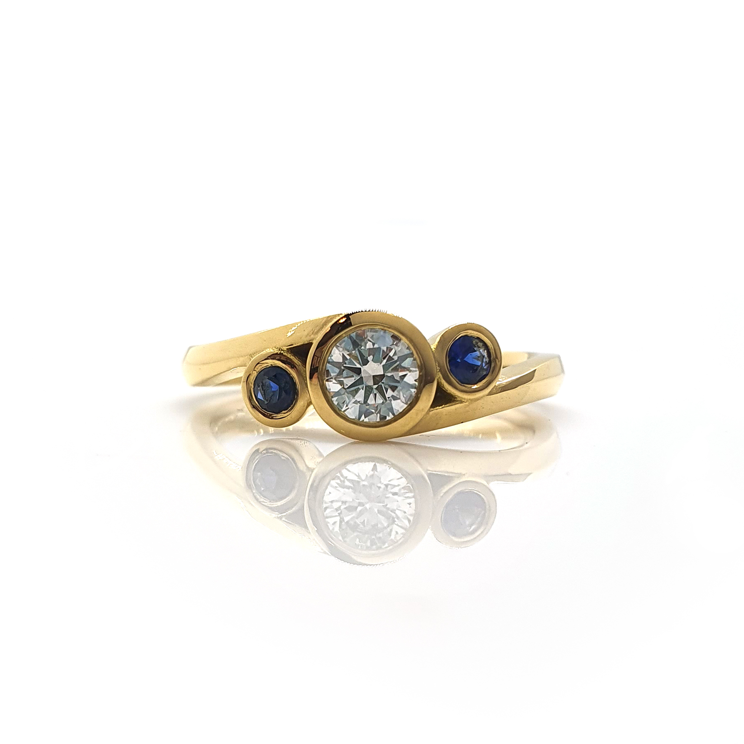 Tidal Diamond & Blue Sapphire Engagement Ring