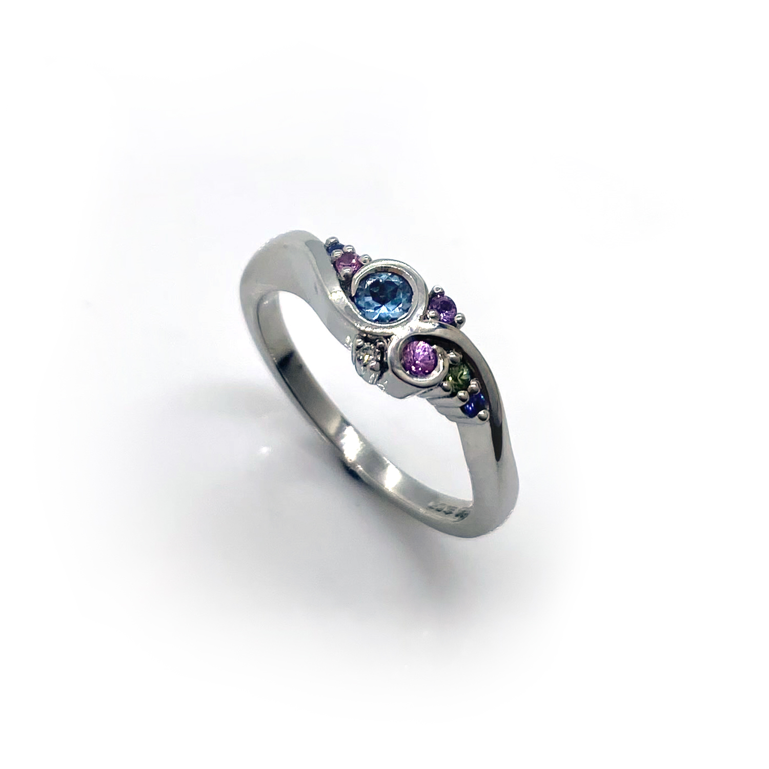 Platinum & Pastel Sapphire Engagement Ring