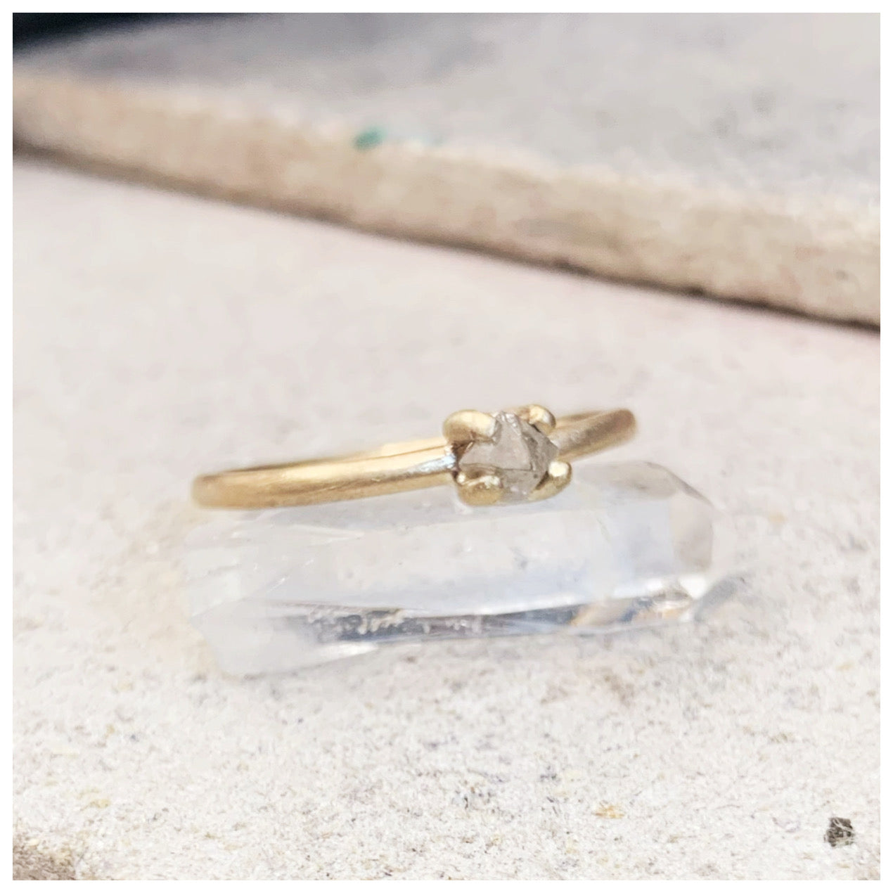 Rosie - Raw Diamond & Recycled 9ct Gold Engagement Ring