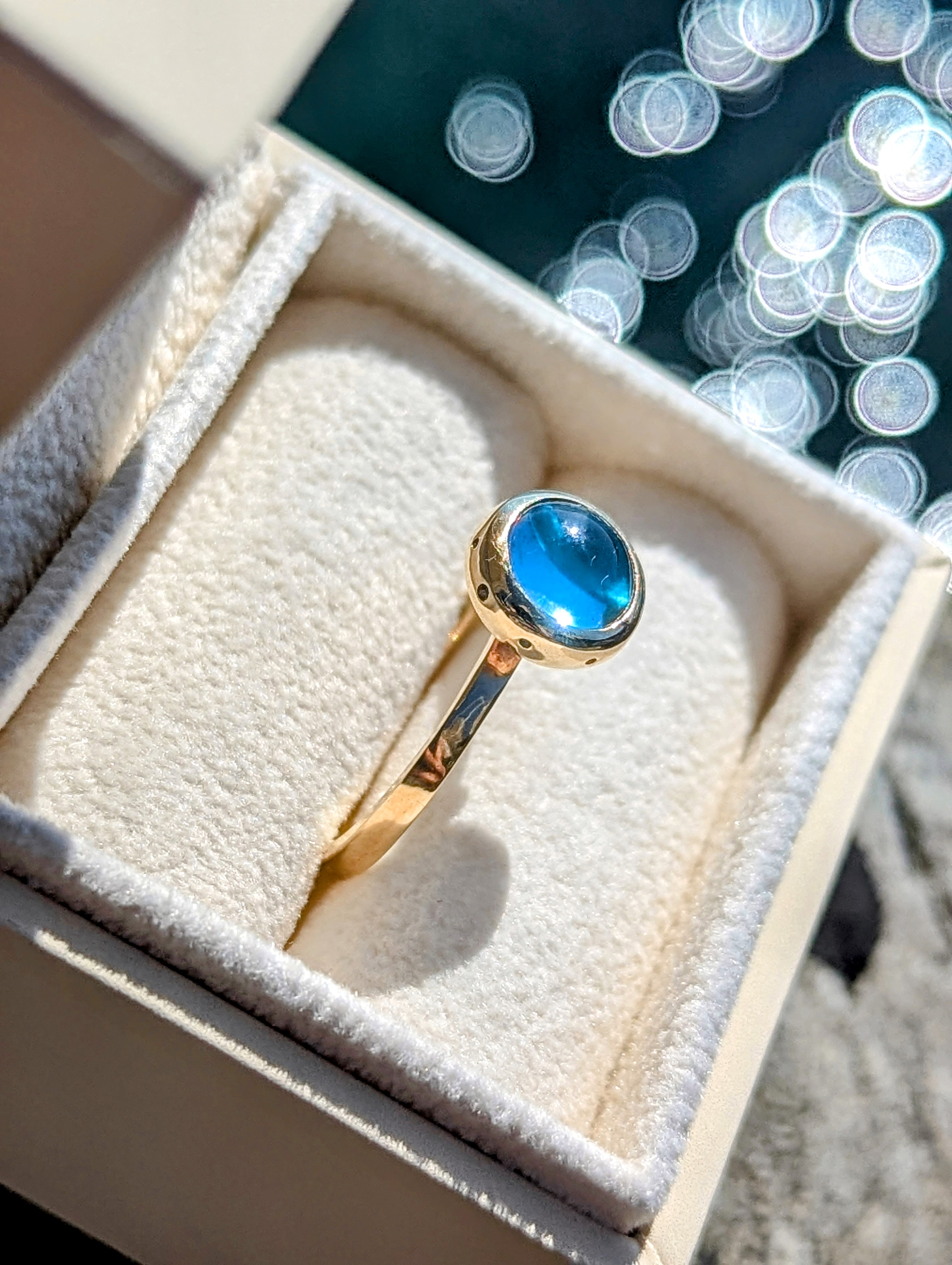 Swiss Blue Topaz & Diamond Gold Engagement Ring