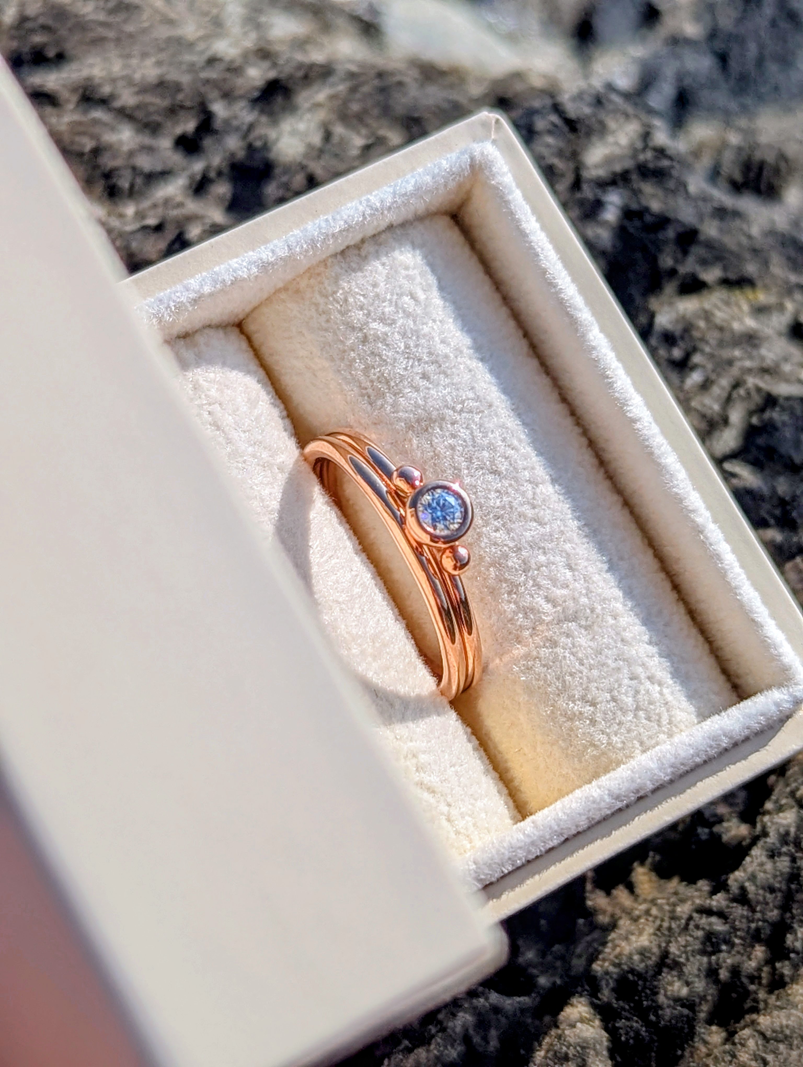 Rose Gold Moissanite Engagement Ring Set