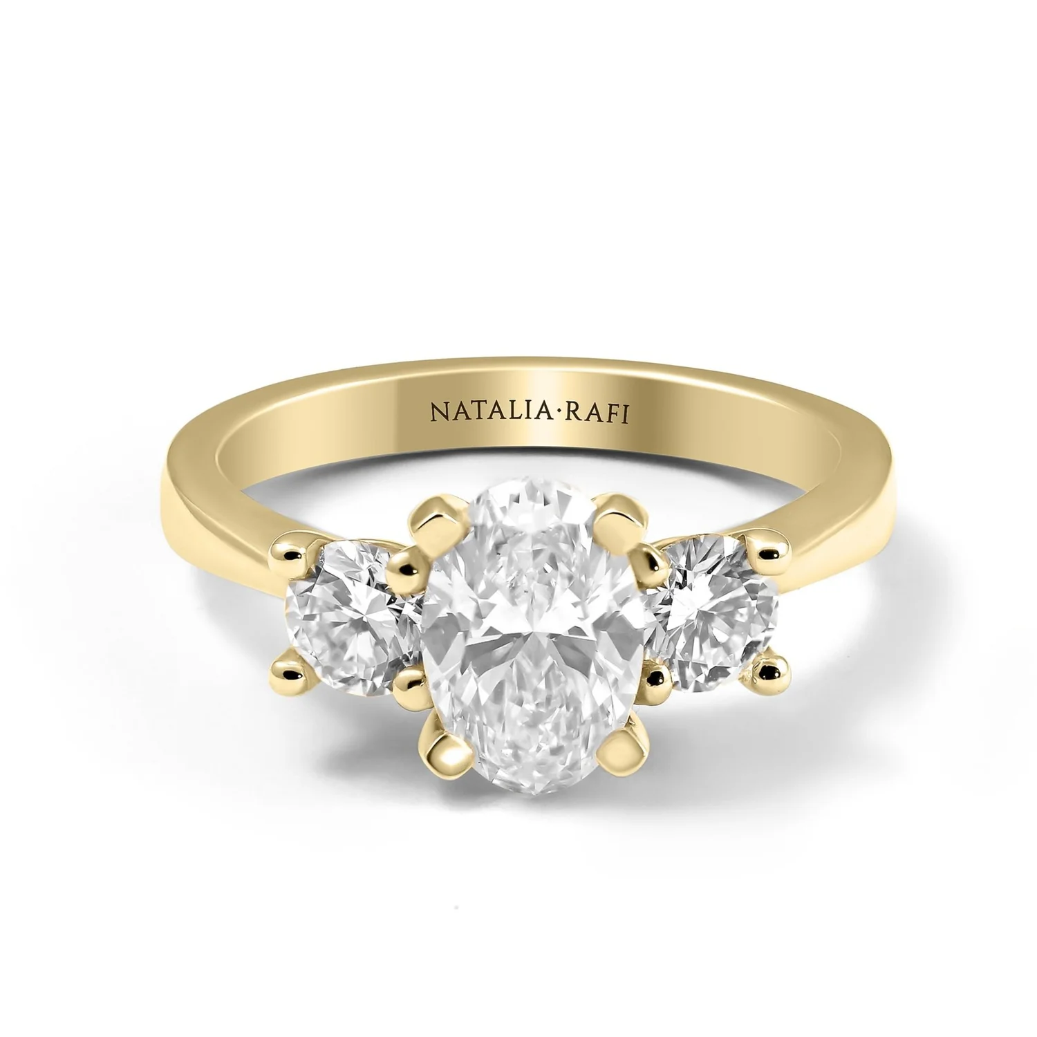 North - Oval Trilogy Engagement Ring - 14ct Yellow Gold