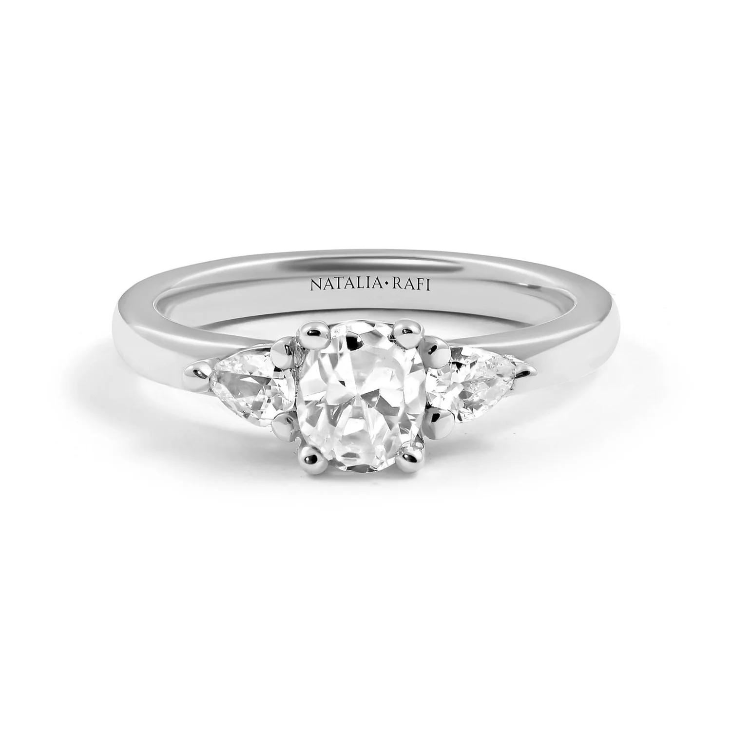 REN - Gold Three stone Diamond Ring with Pear Accents