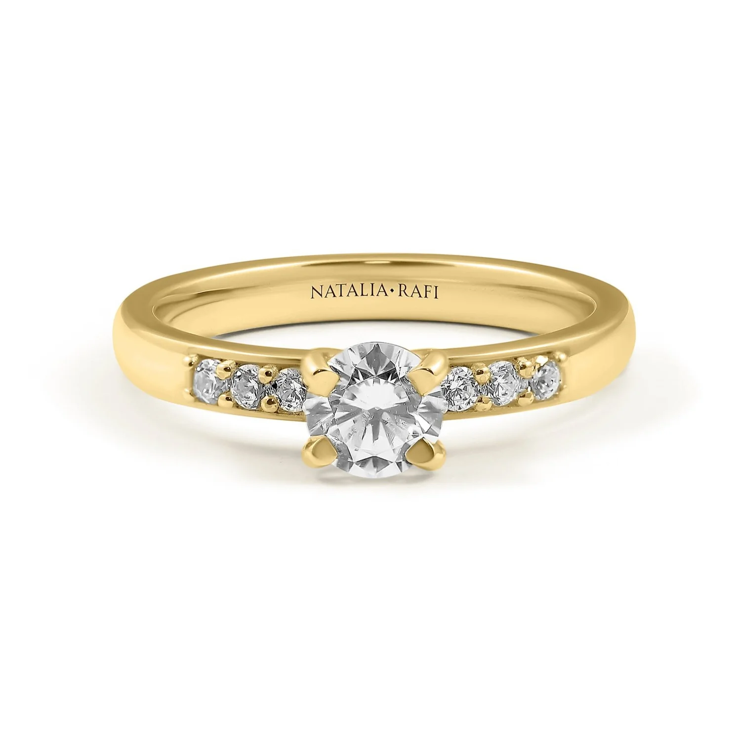 Lotus- 7 Stone Pavé Set Engagement Ring- Yellow Gold