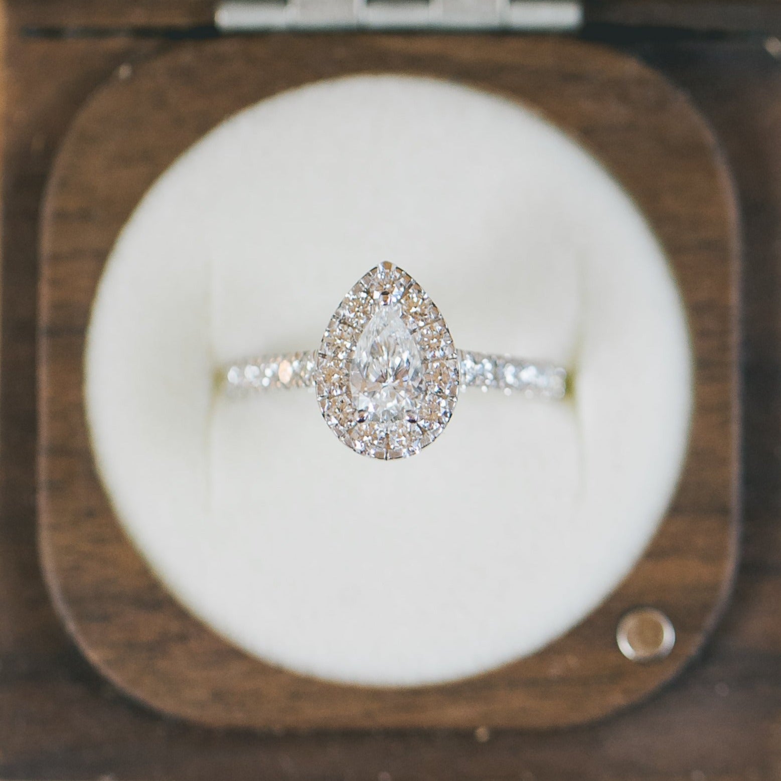 Pear Cut Halo Engagement Ring