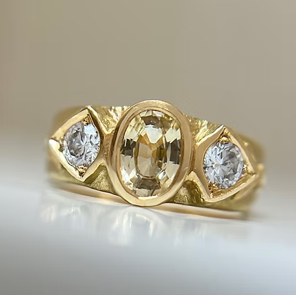 Triple-Stone Ring: Yellow Sapphire