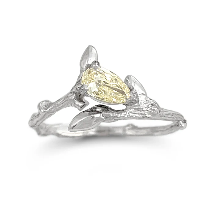 Twig Ring with Yellow Pear Diamond