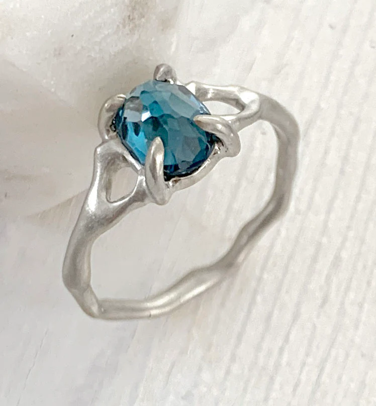 Twig Ring with London Blue Topaz