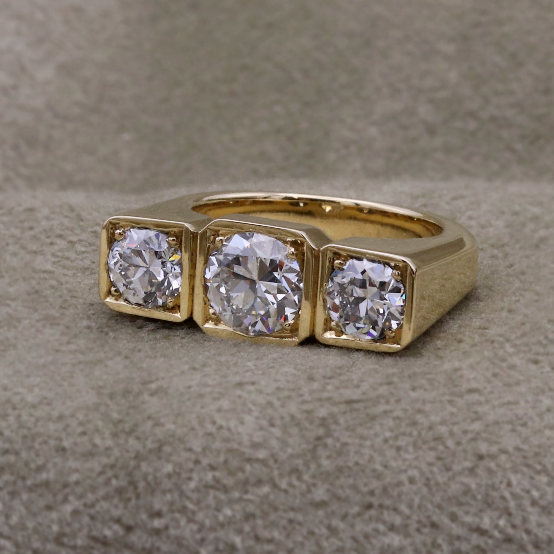 Chunky Diamond Trilogy Signet Ring