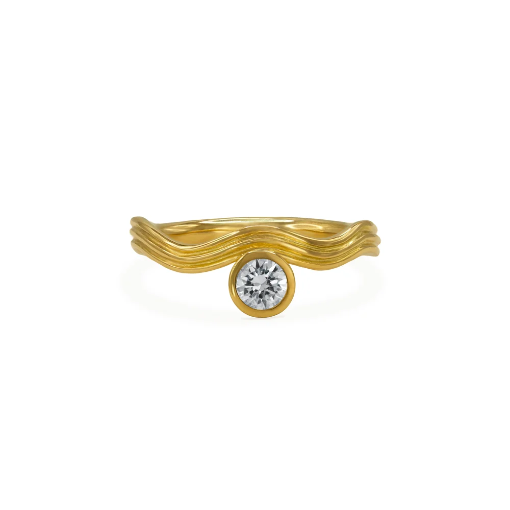 Fine Wave Solitaire Diamond Ring