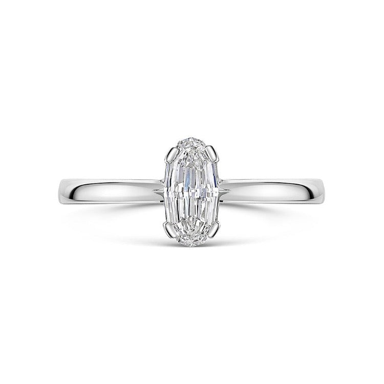 Oval Step Cut Diamond Engagement Ring