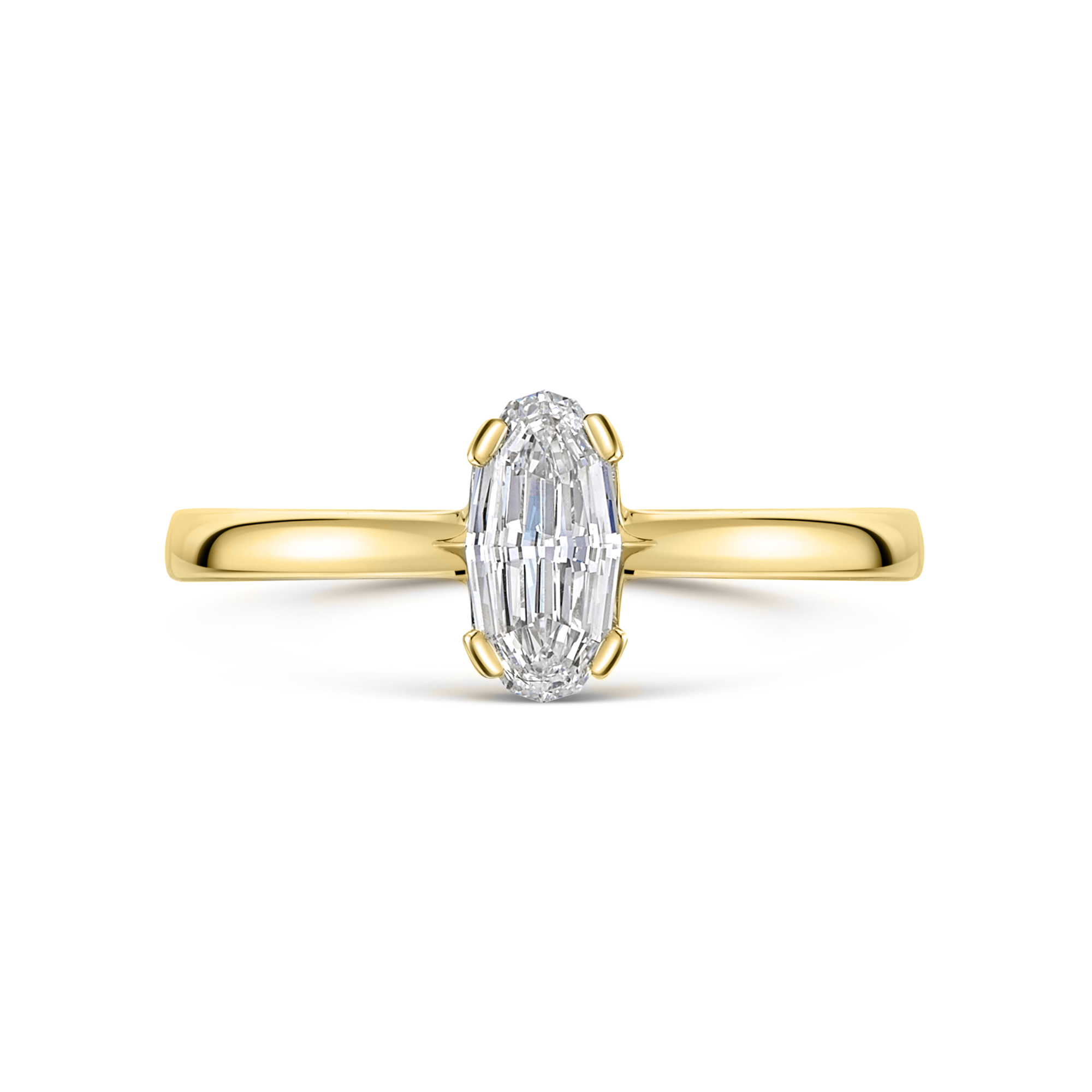 Yellow Gold Step Cut Oval Solitaire