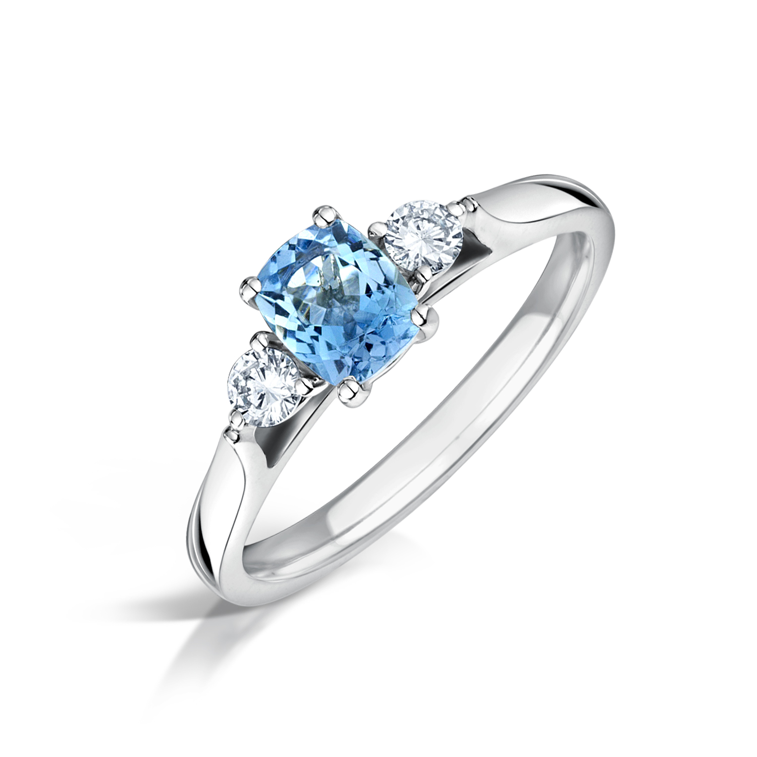 Aquamarine & Diamond Trilogy Ring