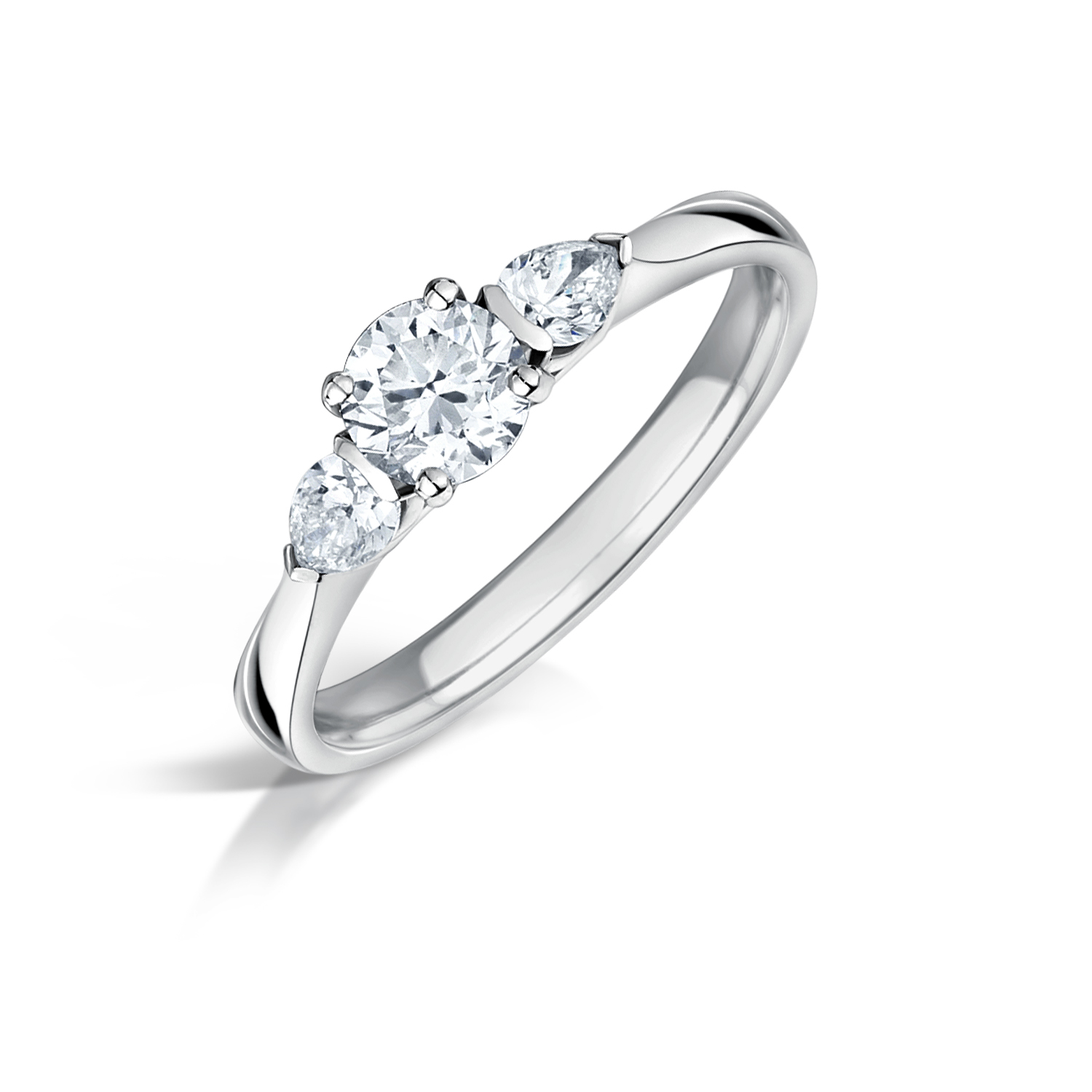 Round Diamond & Pear Diamond Trilogy Ring