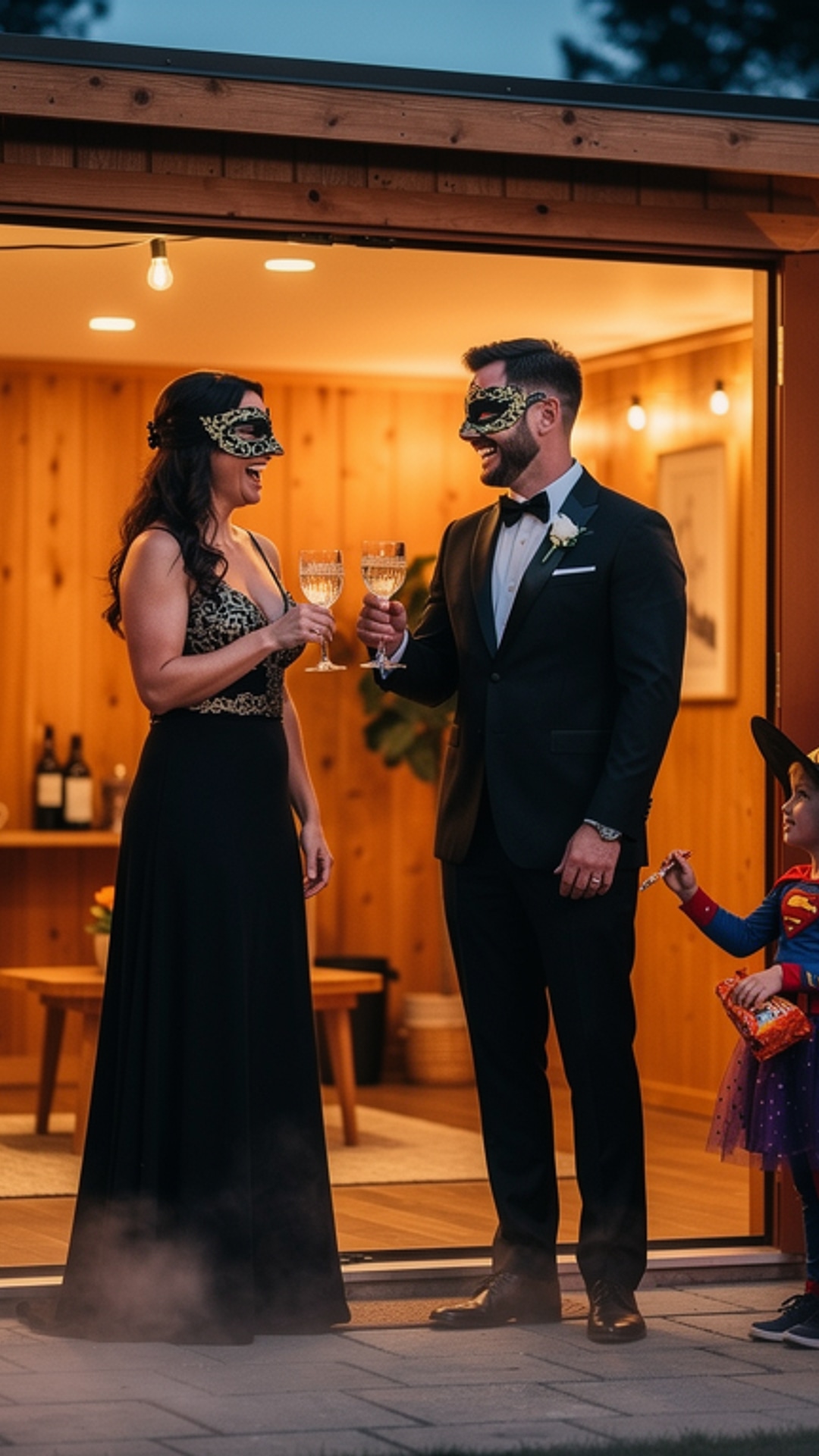 Halloween Masquerade Speakeasy inside Boxpro 15x8 Custom Shed in Yuba City CA