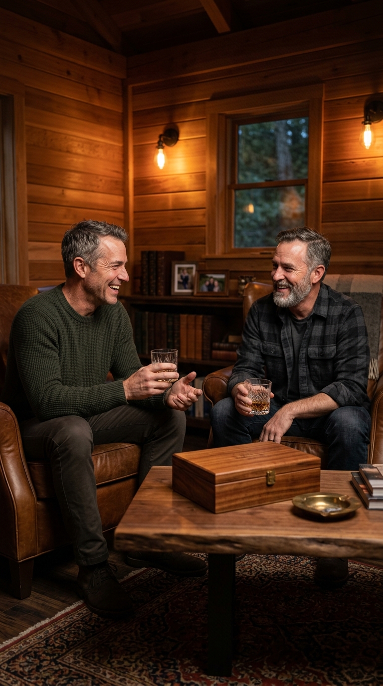 Homeowner Private Cigar Lounge and Retreat Setup inside Custom Wooden Shed
