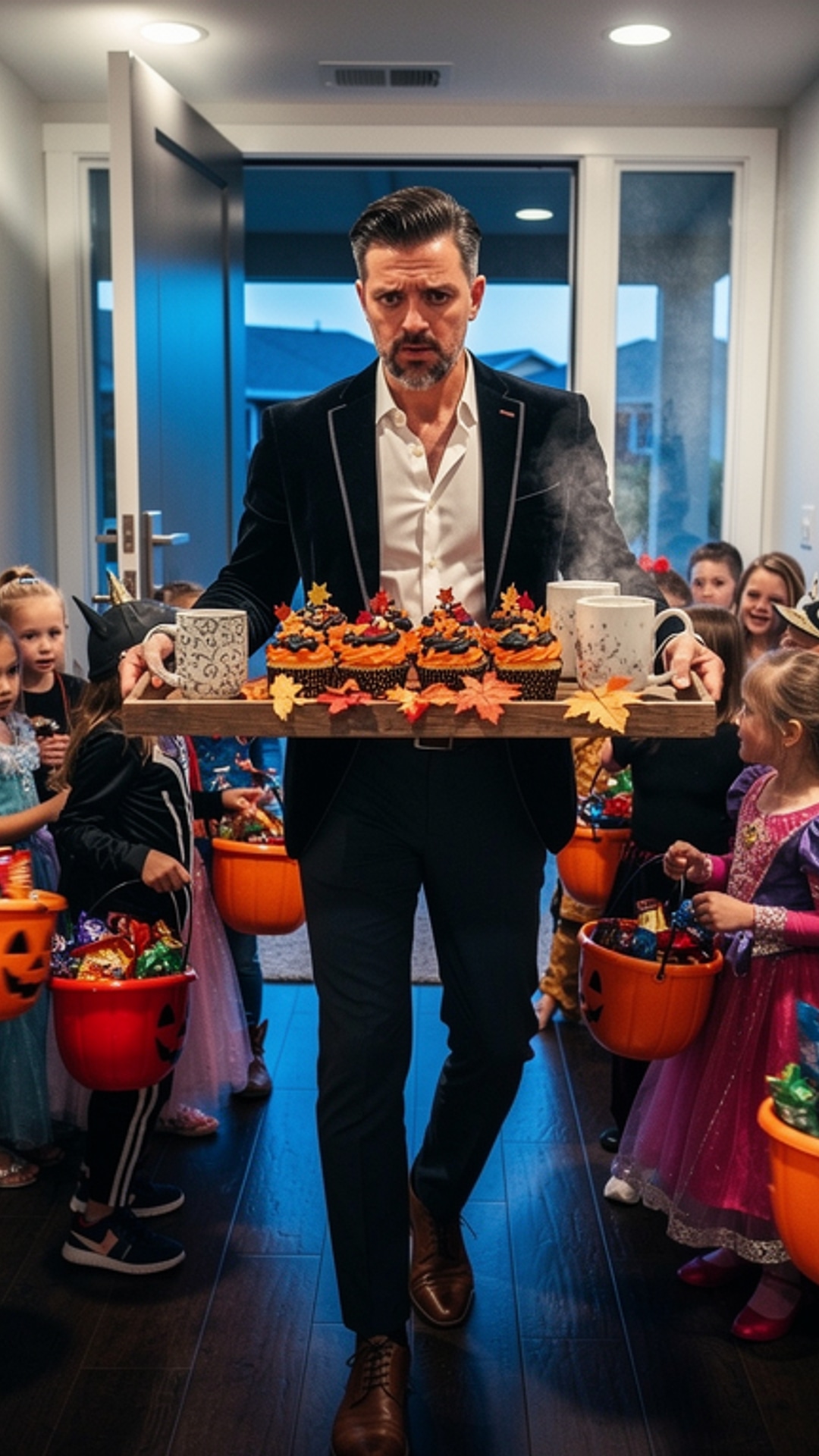 Suburban Hallway Gridlock during Halloween in Yuba City CA