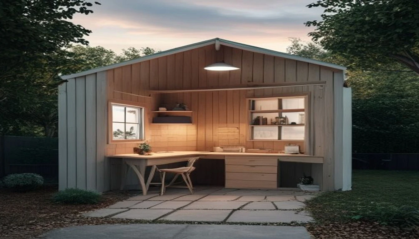 POV 2: Insulated home office and studio shed interior Yuba City CA