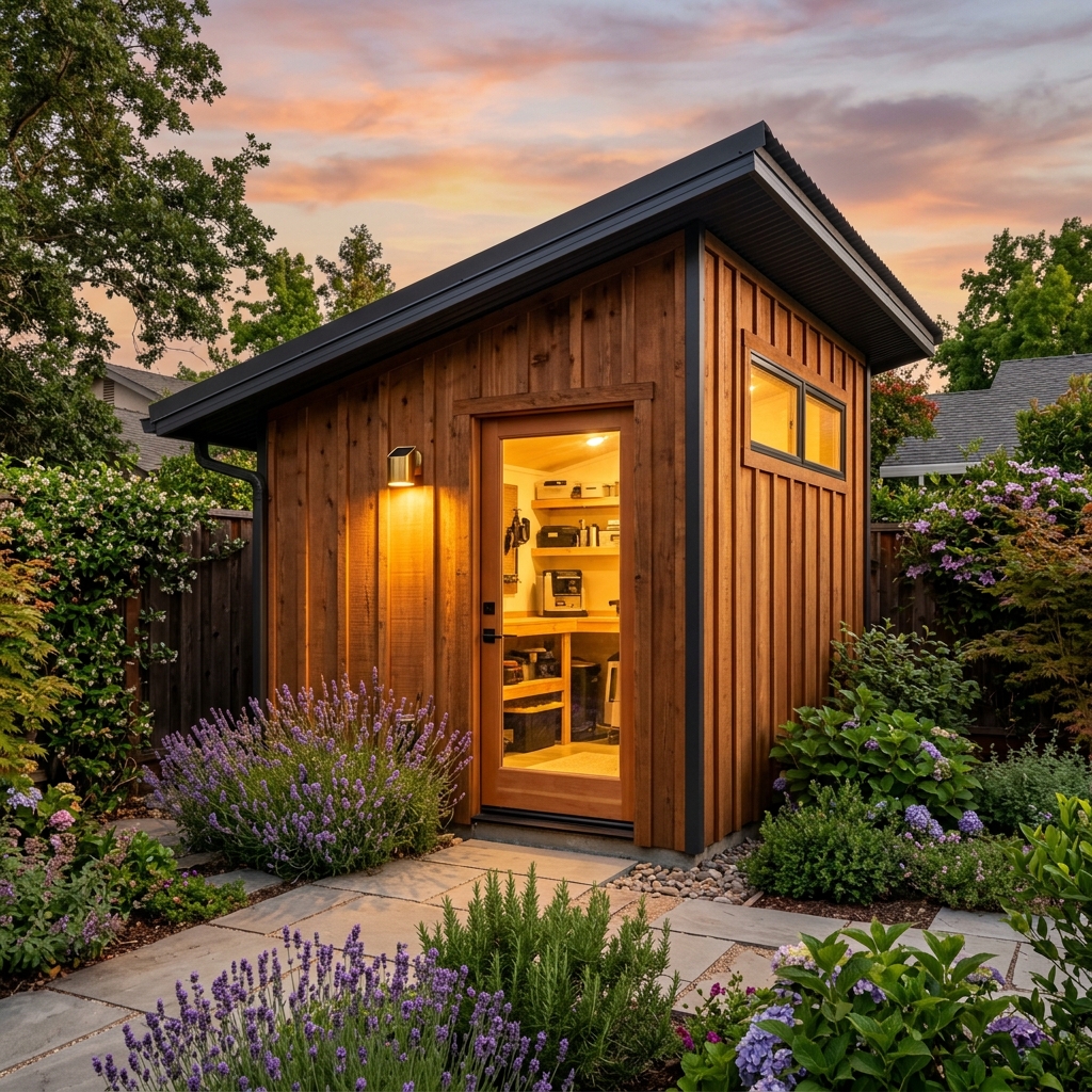 The NorCal Lean-To 8x12 at Golden Hour Sunset in Yuba City