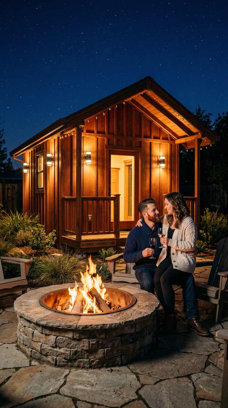The Midnight Rekindling: Couples Fire Pit Chalet